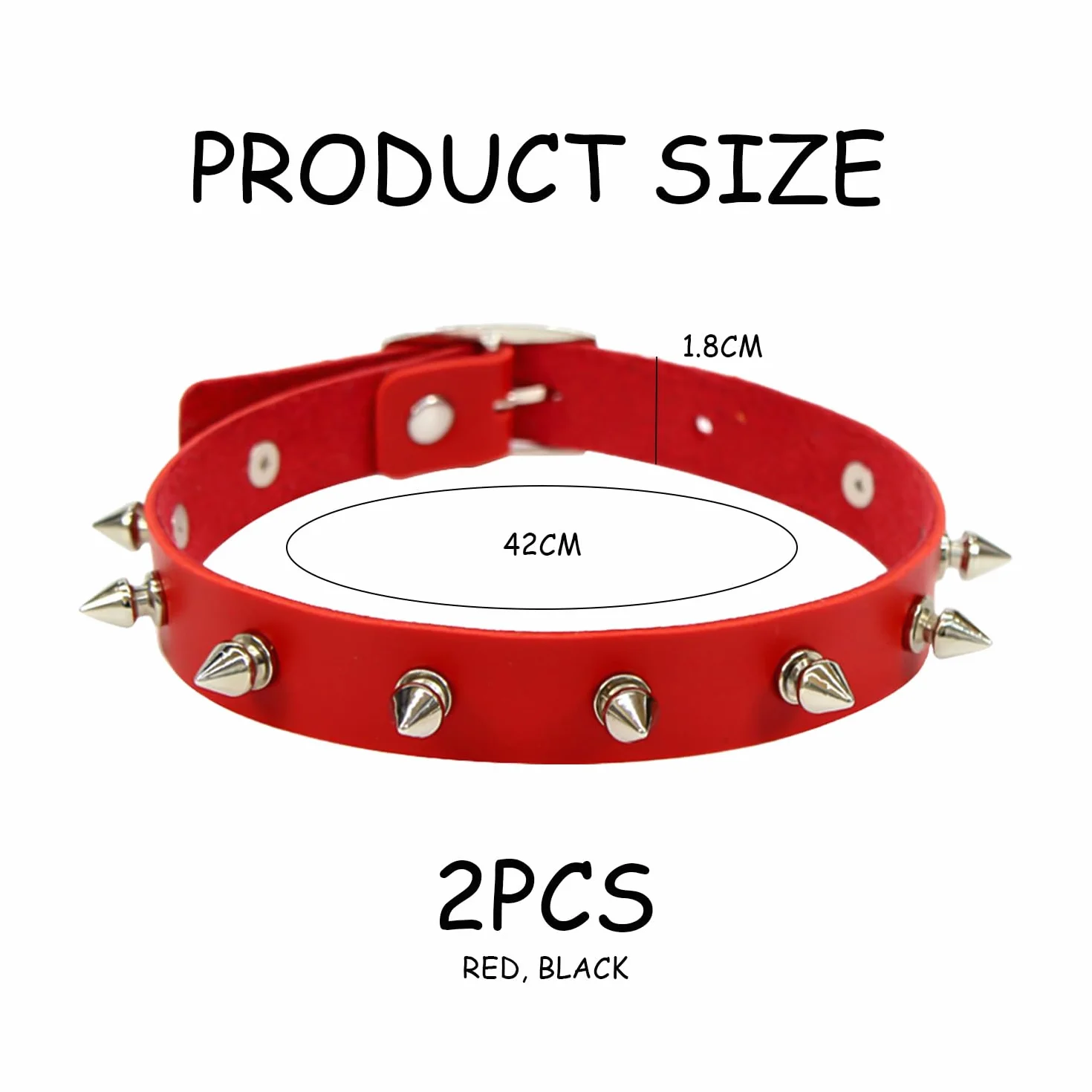 Collari Borchiati In Pelle Stile Punk Rock Accessori Cosplay Regolabili 2 Pezzi