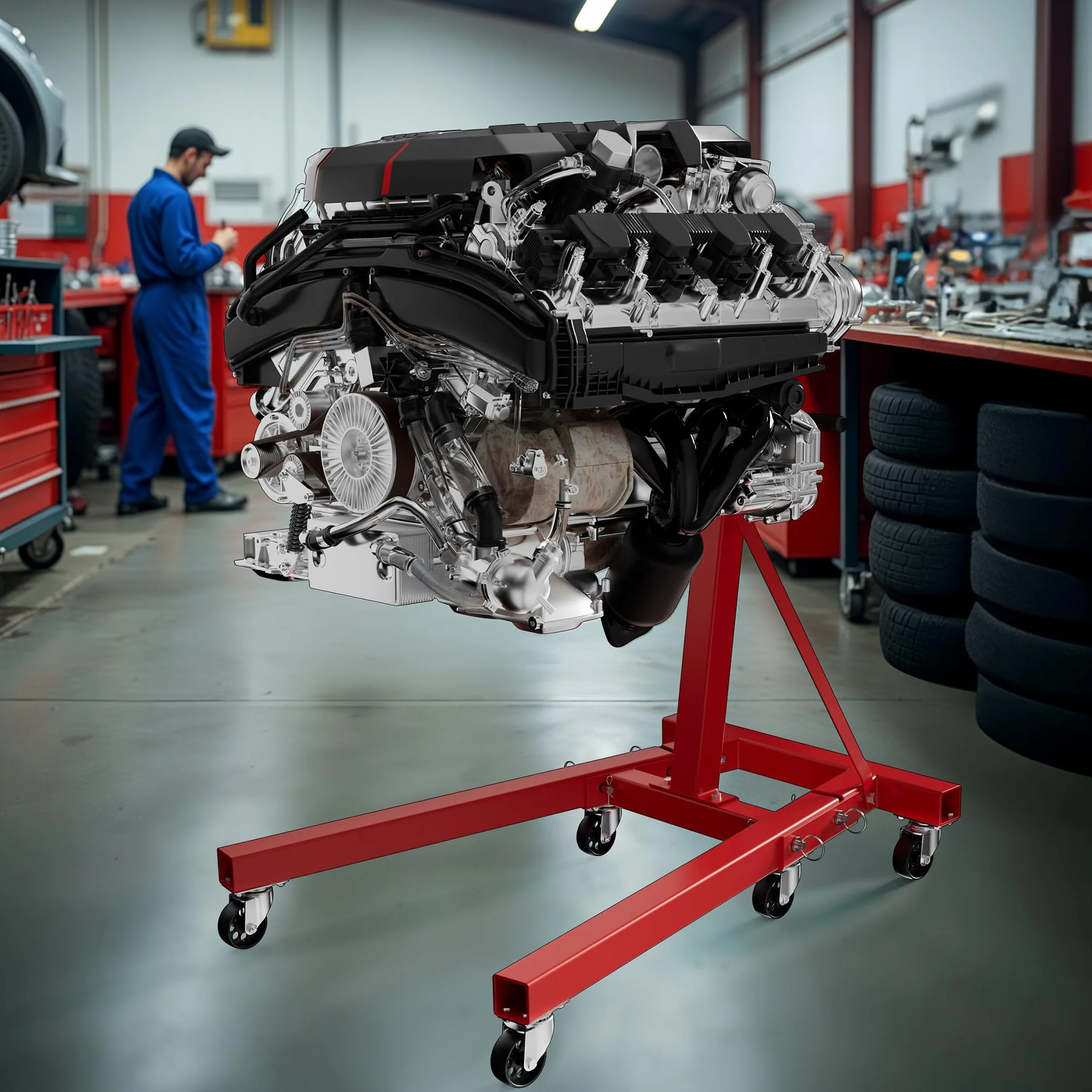 Wiltec Cavalletto Sostegno Motore Max 900 kg Sollevatore