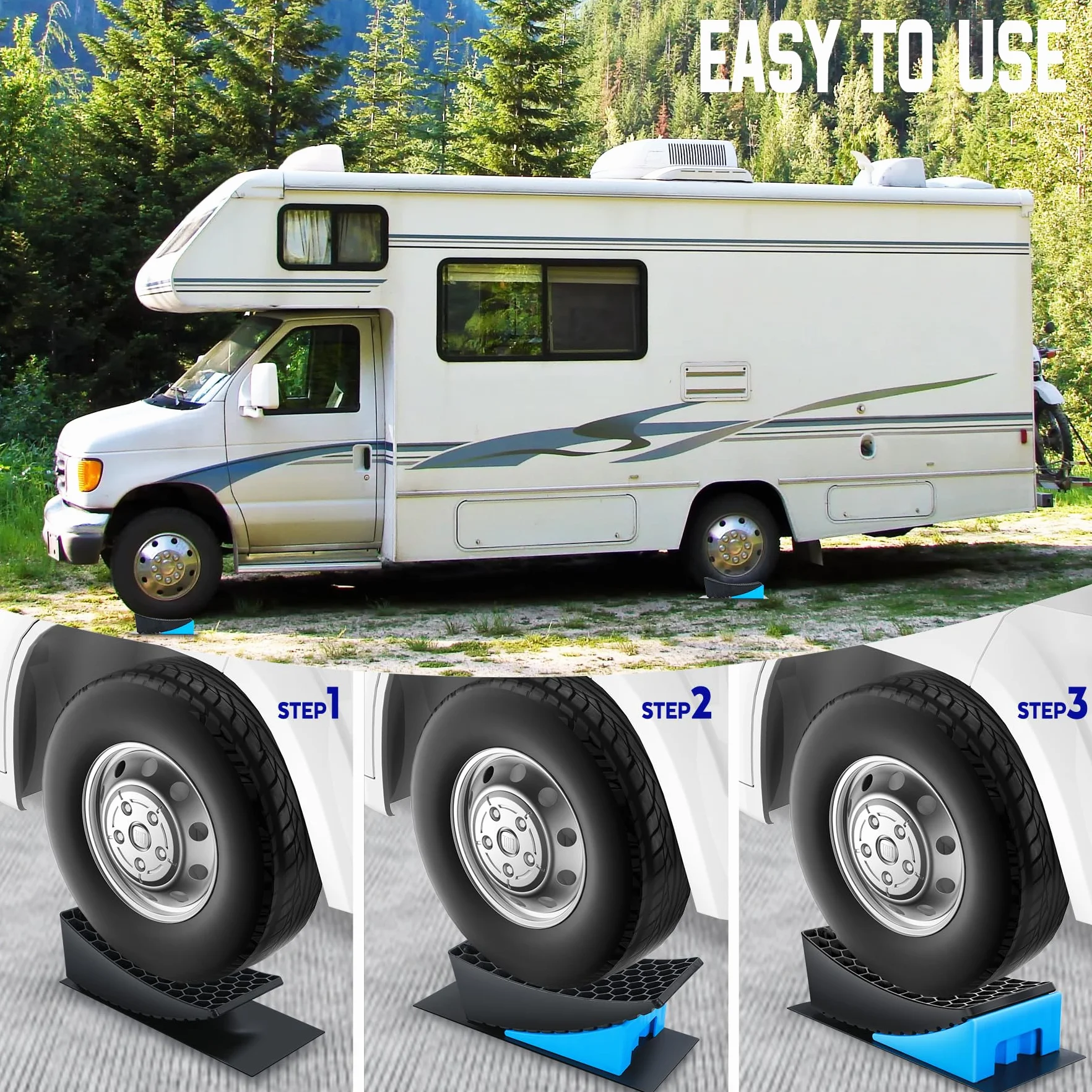Cunei livellatori per Camper, 2 Pezzi, Rampe Sollevamento Auto fino a 5000 Kg, blue