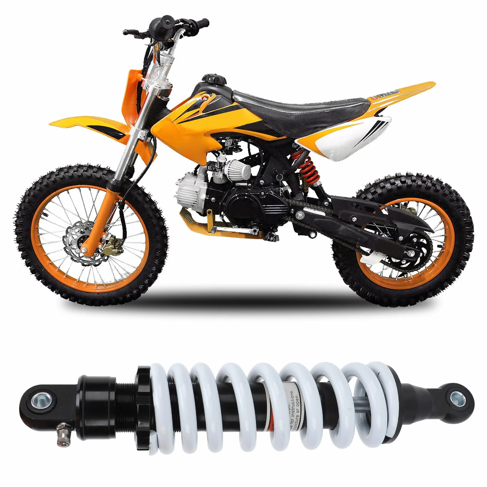 Assorbitore Posteriore 310 Mm, Lega di Alluminio CNC con Molla Ad Alte Prestazioni, più, Smorzamento Migliorato, Adattamento Universale per Motociclette, Kart GO, ATV,