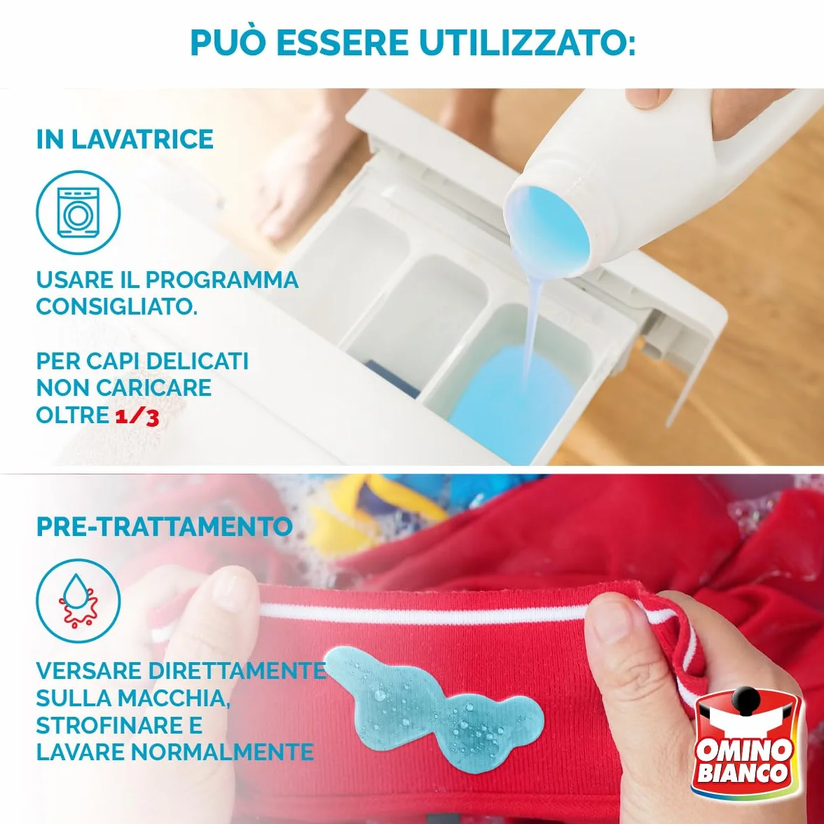 Omino Bianco Detersivo Lavatrice Liquido 132 Lavaggi 1760 ml x 3 Confezioni Fresco Profumo Muschio Bianco