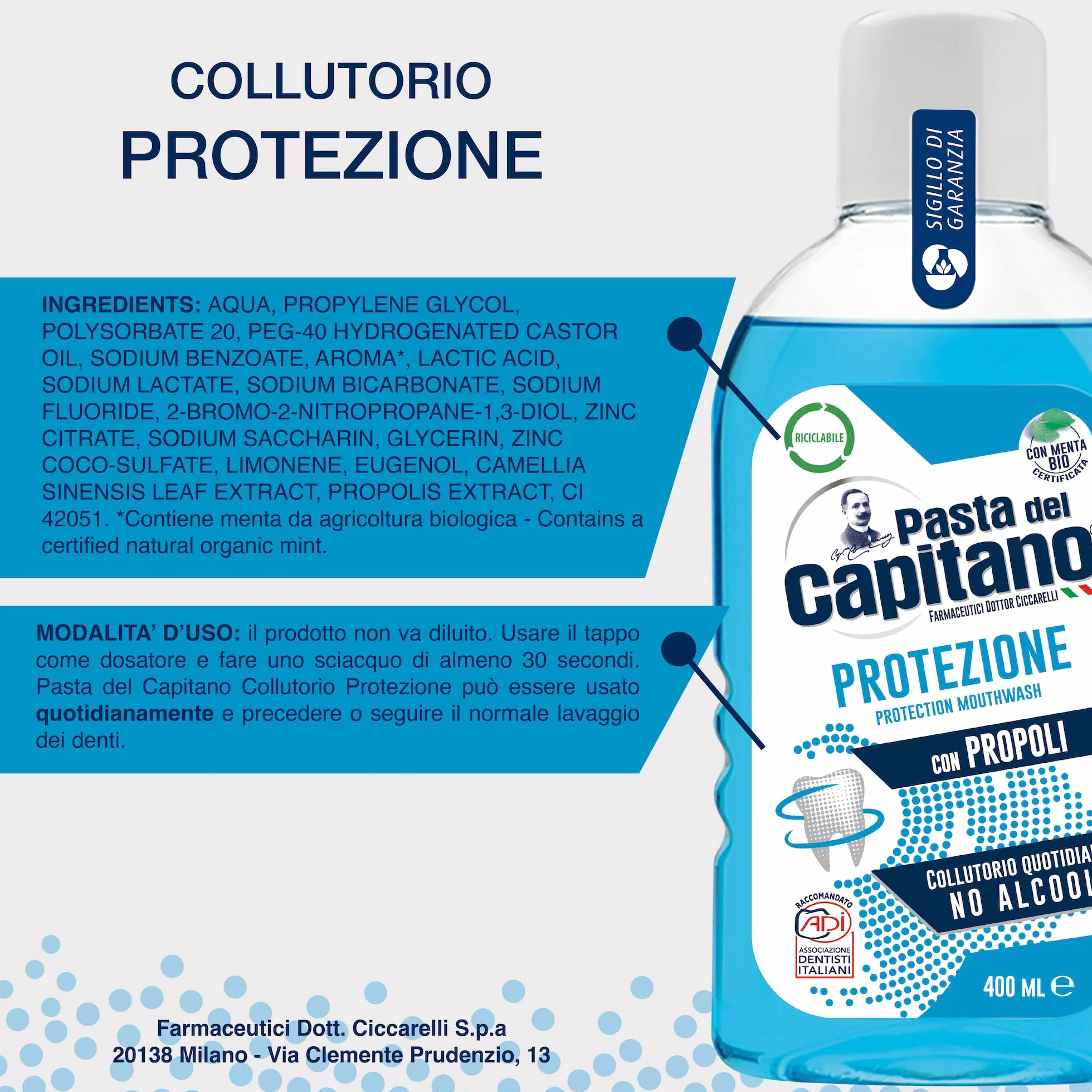Pasta del Capitano Collutorio Protezione Denti e Gengive 400ml