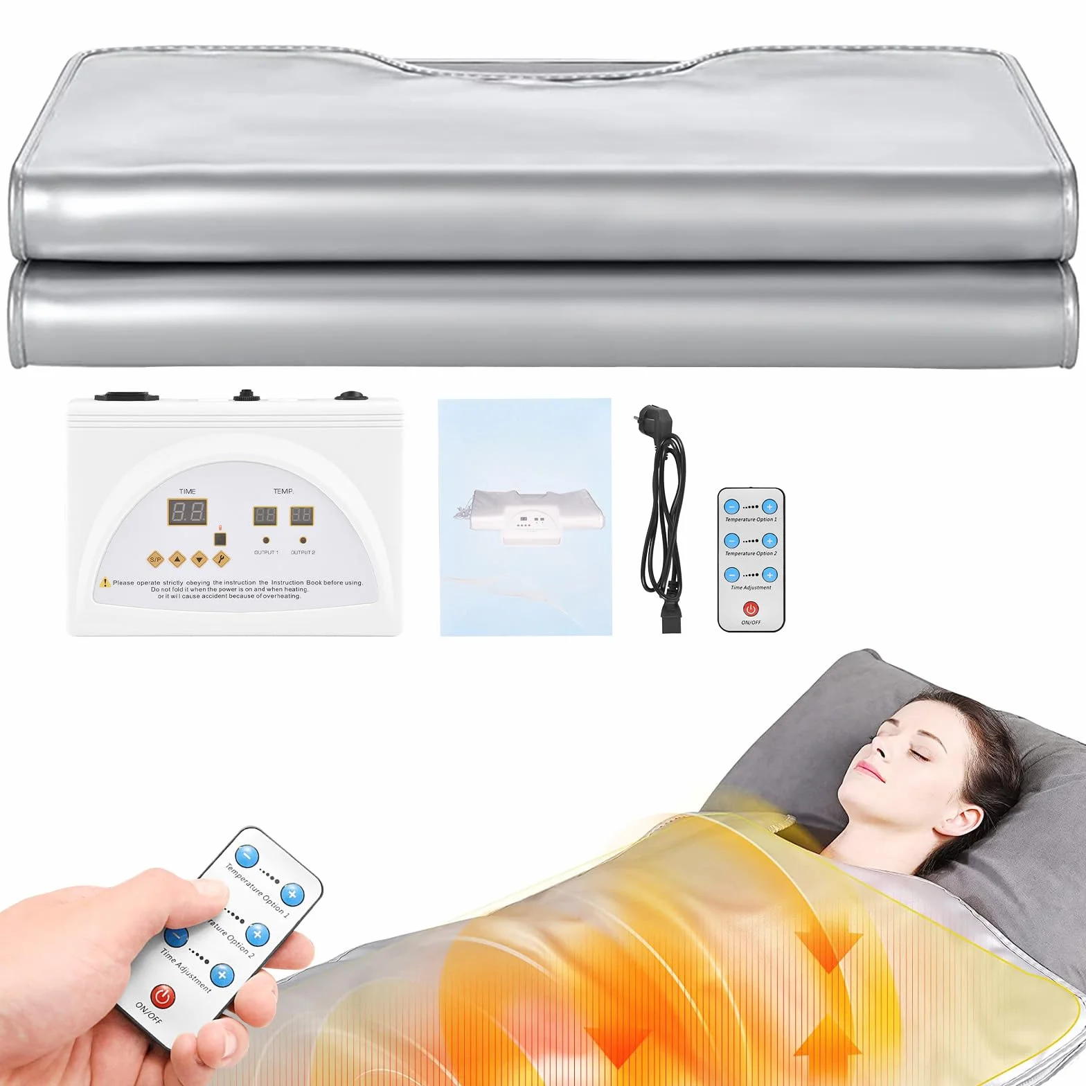 MINENICE Coperta Sauna a Infrarossi 2 Zone Far Infrared Blanket Termosauna Portatile