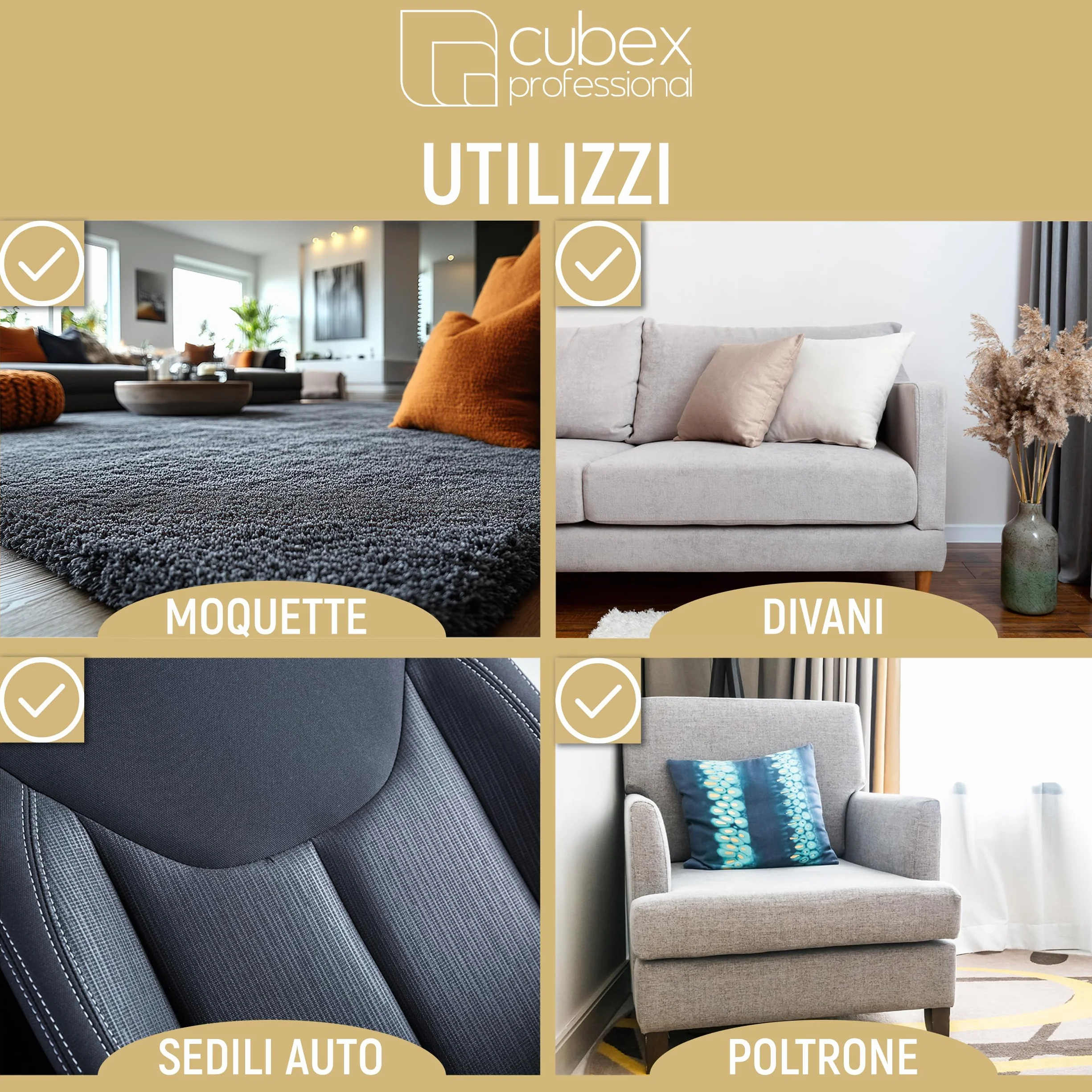 Cubex Professional Moquet Wash 5 LT Detergente Per Moquette Tessuti Tappezzerie