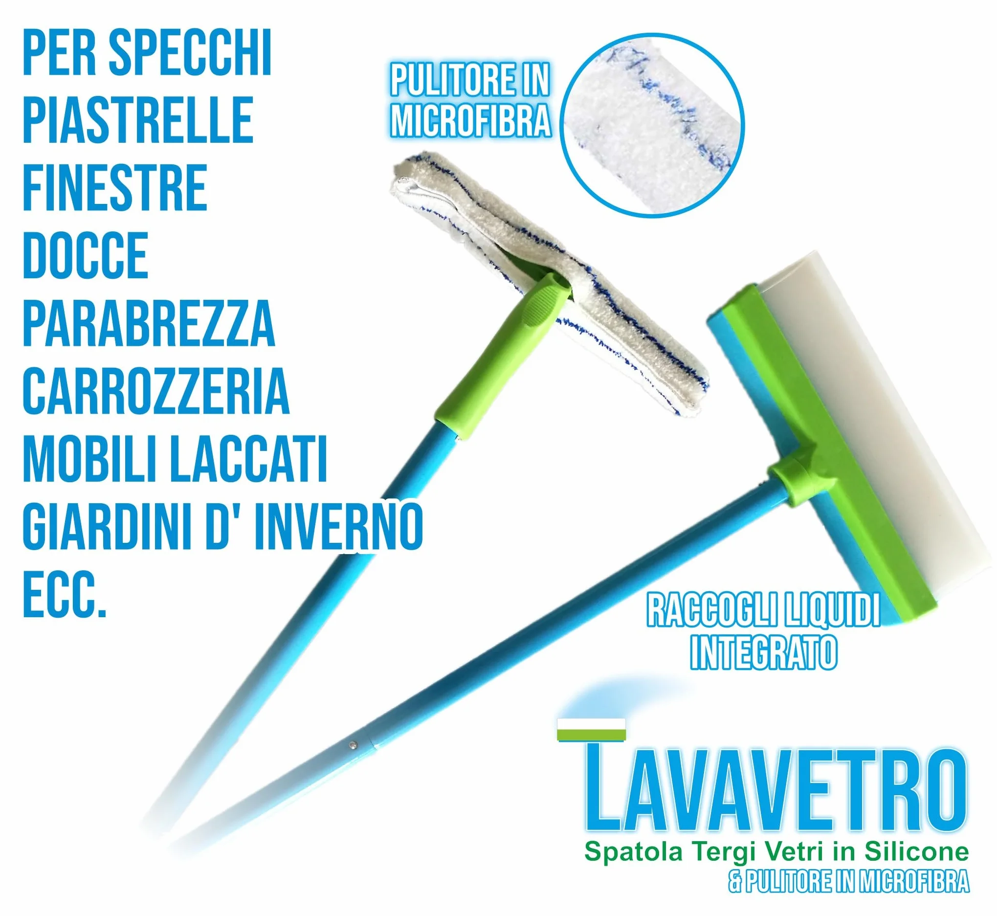 Meridiana Lavavetro in Silicone SMART con Vaschetta Raccogli Acqua - Pulizia Vetri senza striature