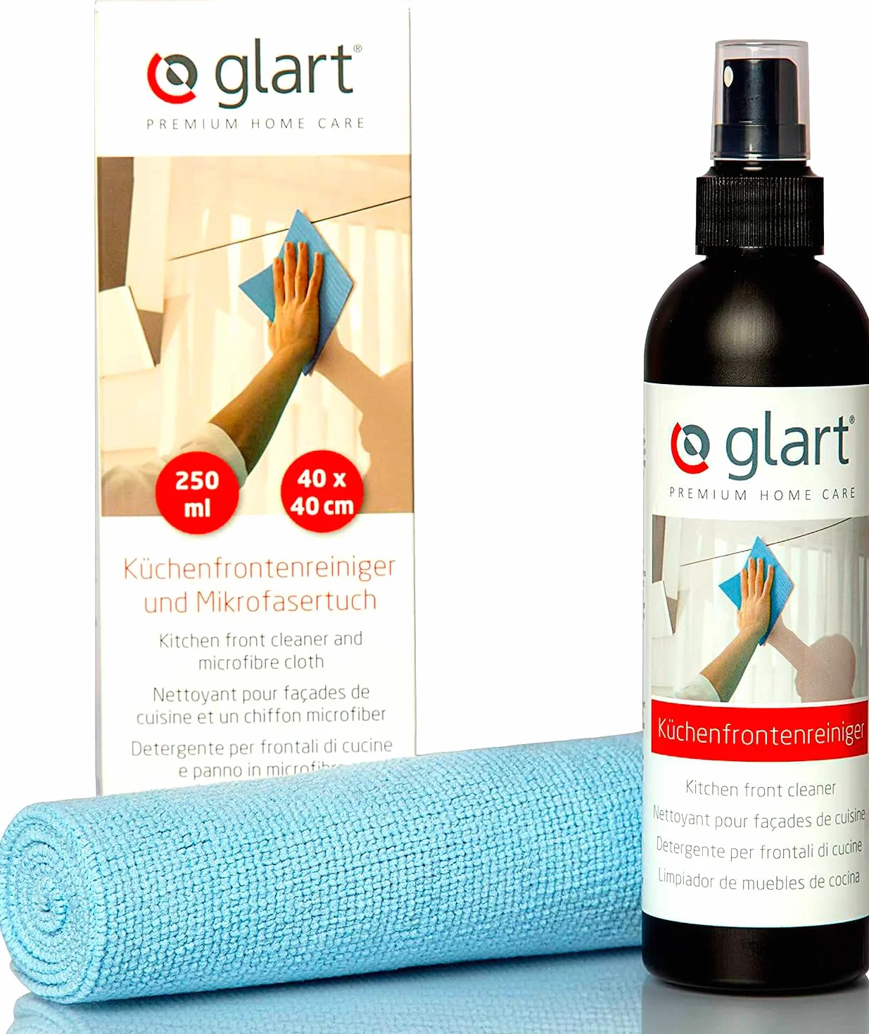 Glart 45KR Detergente per frontali cucina 250ml con panno microfibra