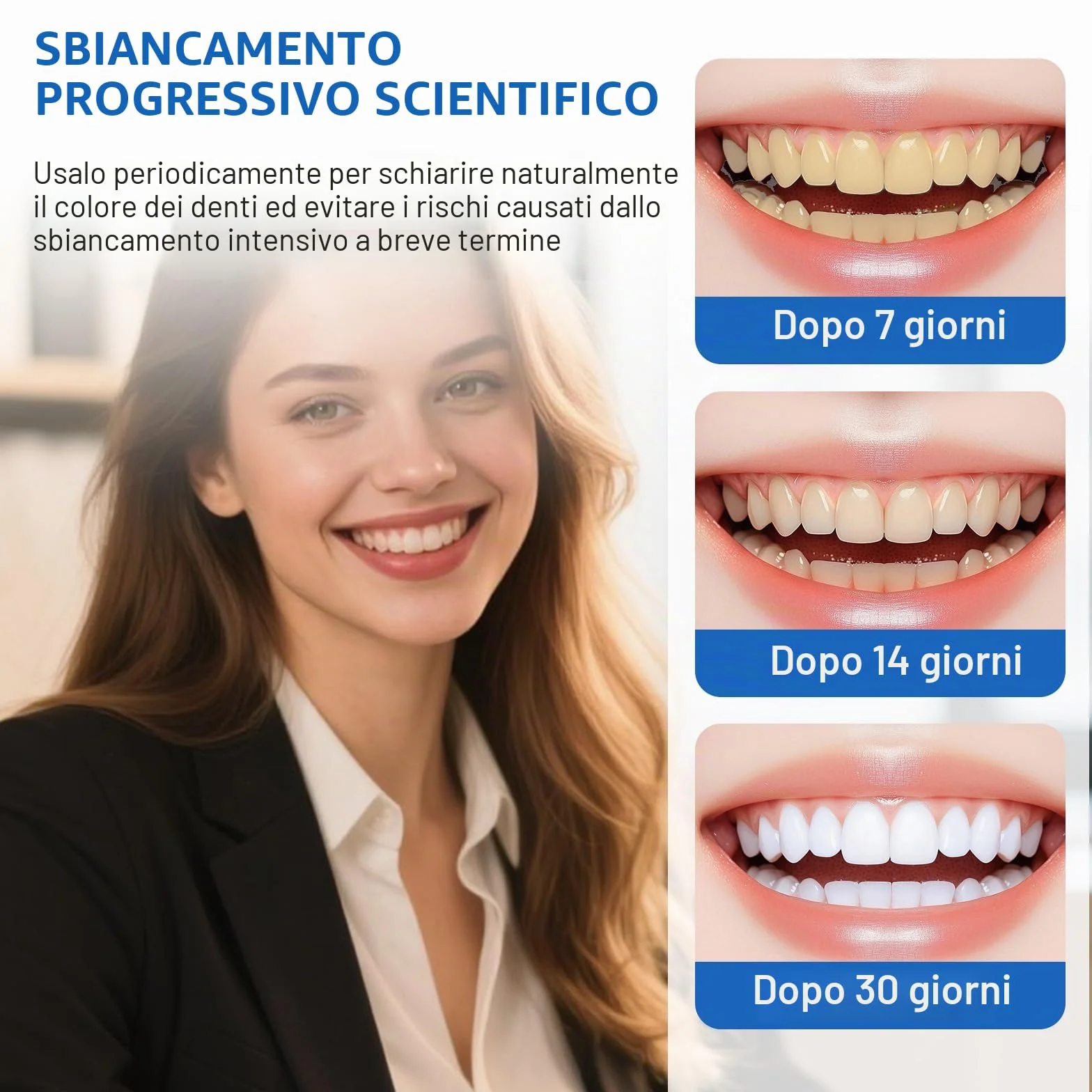 Kit Sbiancante Denti Professionale 5 Gel Sbiancante per Ridurre Macchie da Caffè Tè e Fumo Blu
