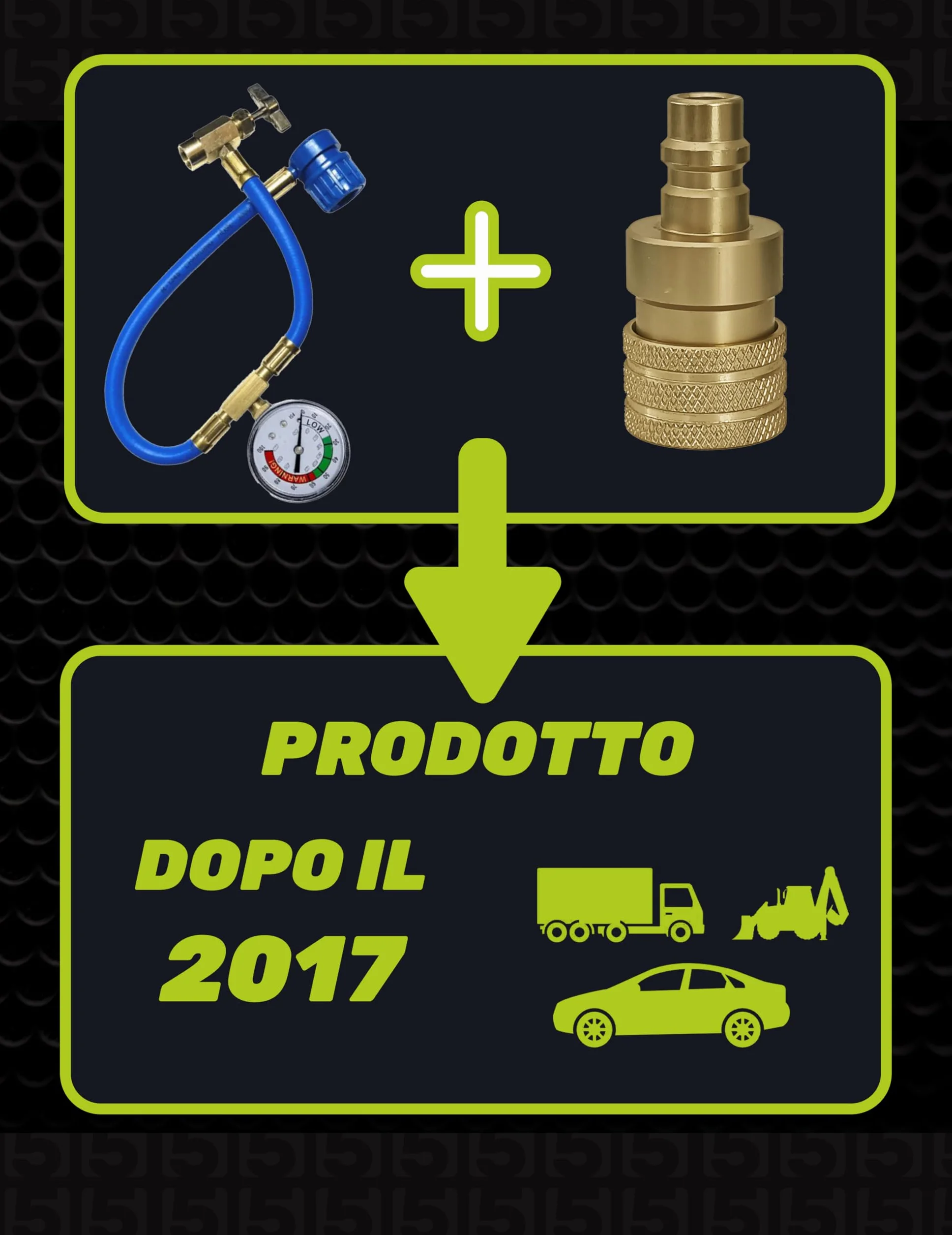 Tubo flessibile a pressione con manometro per l'auto-riempimento dell'aria condizionata dell'auto - Filettatura tipo A 1/2-16