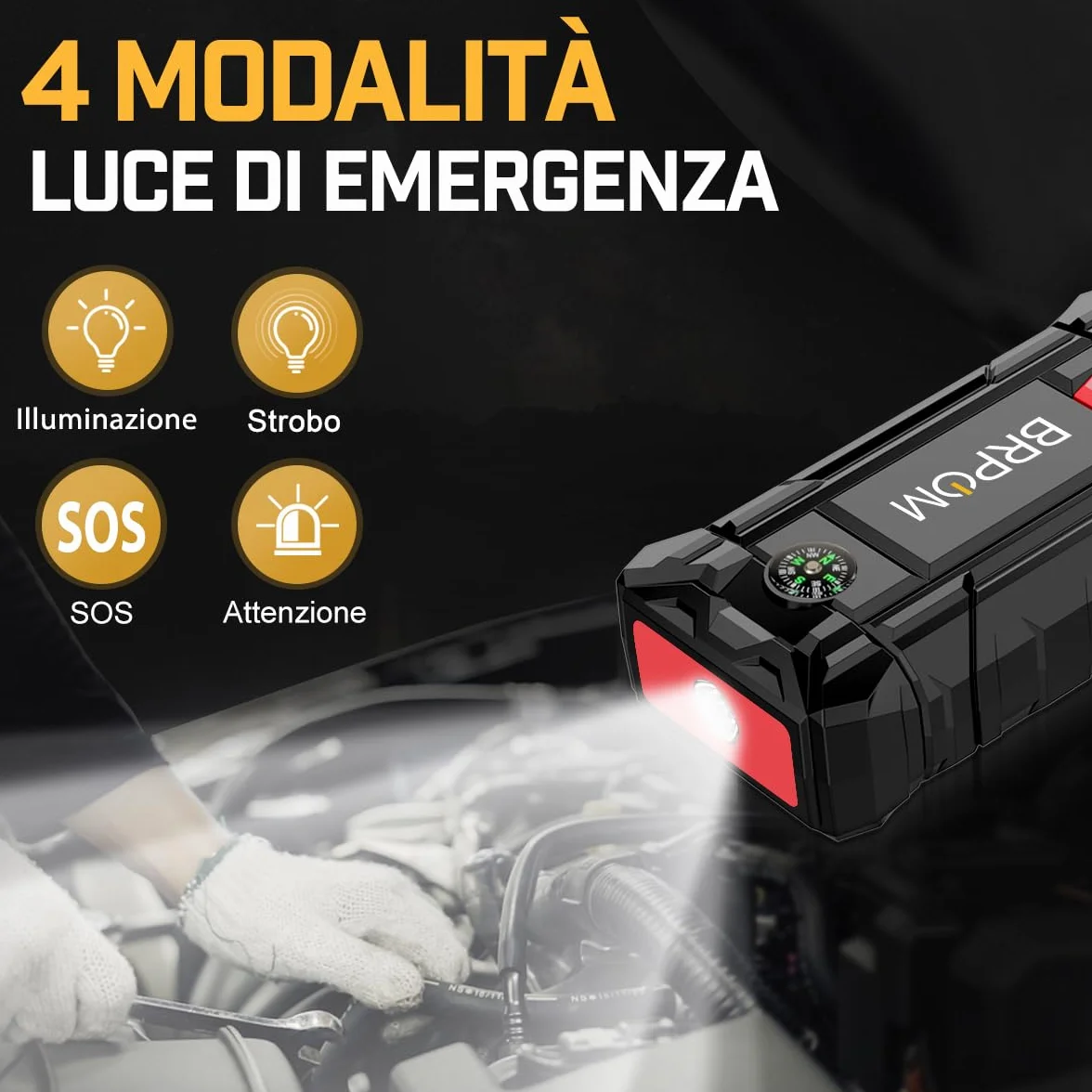9000A 26800mAh Avviatore Batteria Auto, Avviatore di Emergenza per Auto/Moto, Torcia LED, Porta USB