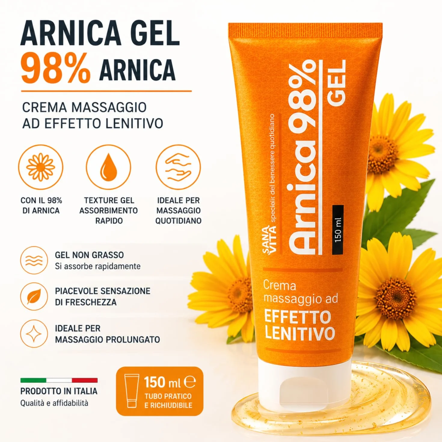 Sanavita Arnica Gel Forte 98% Crema Lenitivo 150ml