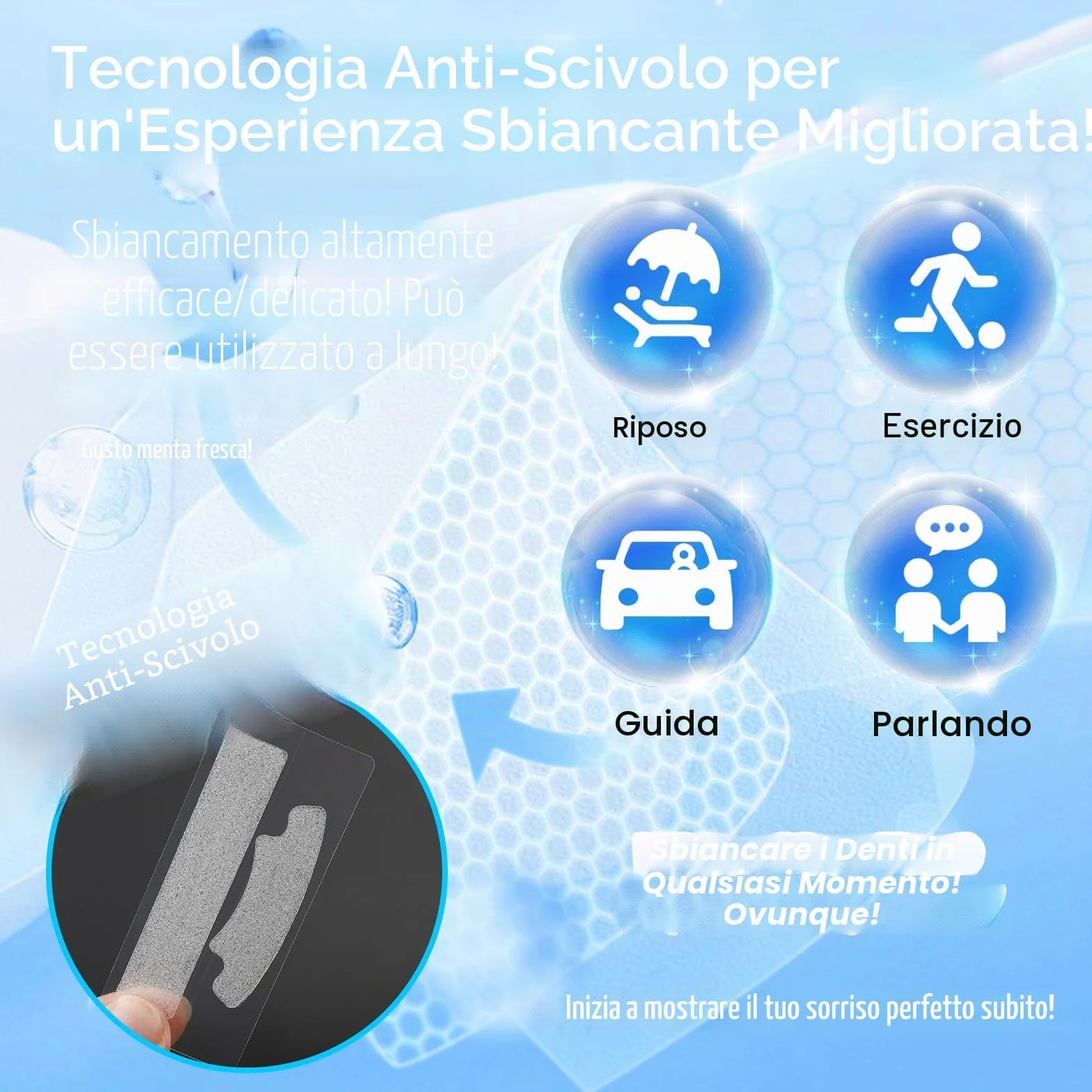 SURFOU Kit Strisce Sbiancanti Denti 56 Pezzi - Teeth Whitening Strips Professionale, Sbiancamento Rapido e Delicato, Senza Perossido per Denti Sensibili