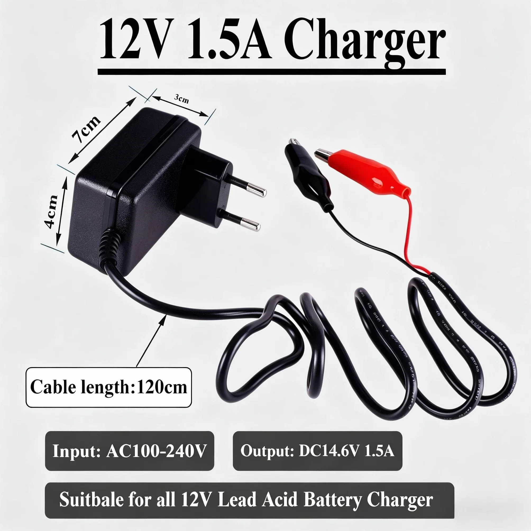 Caricabatteria Auto 12V 1500mA Multi Protezioni Caricatore Intelligente Automatico per Batteria al Piombo Acido