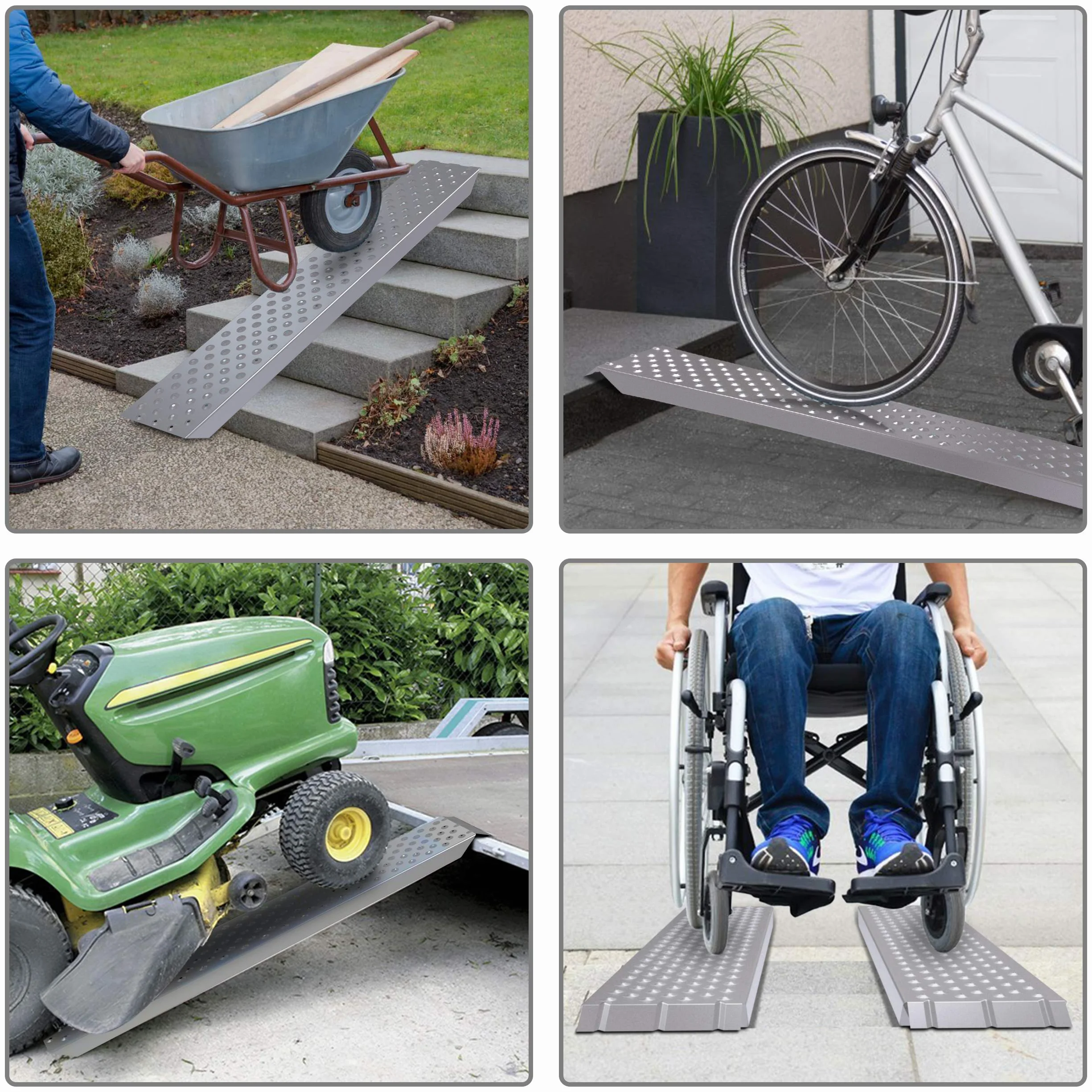 VOUNOT® Rampa di Carico in Acciaio, Due Rampe per Moto, Scooter, Quad, Trattorino, Furgone, Carrello, Carico Massimo 400 kg, 135x23 cm