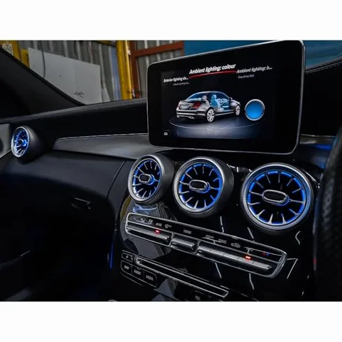 Naroote Kit di Ventilazione per Turbina LED 64 Colori C Classe GLC W205 2019-2021 ABS+PC 5 Pezzi