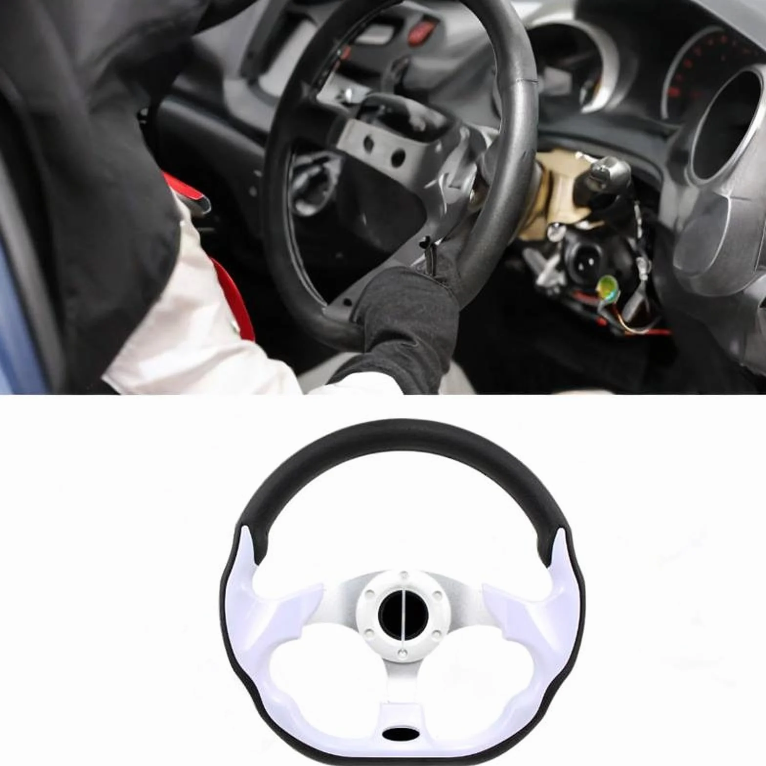 Volante di Ricambio per Auto Da Corsa Sportiva o, Antiscivolo, per Barche, 32 Cm, Bianco