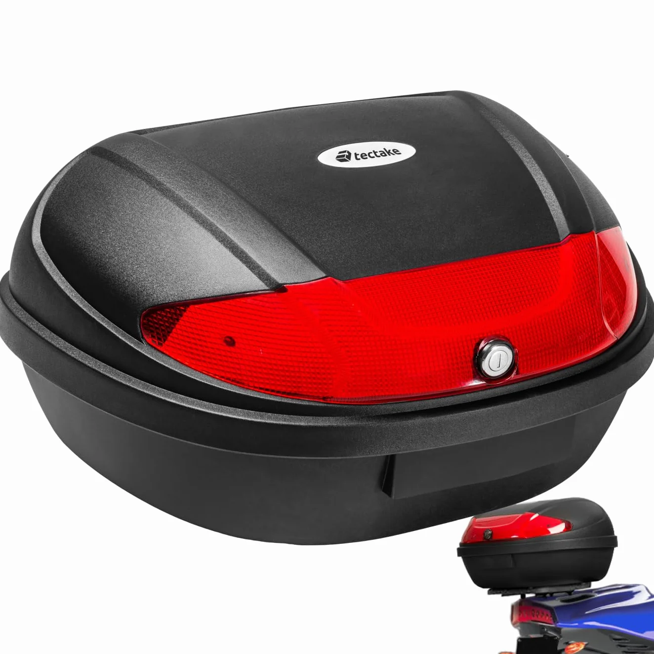 Tectake Bauletto Moto 48 Litri Top Case Universale Valigia Posteriore 2 Caschi Serratura