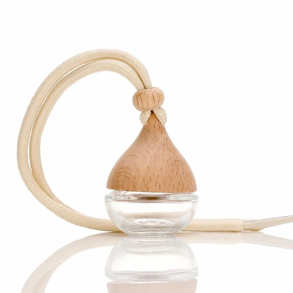Bottiglie di vetro vuote in legno per profumo auto, diffusore ricaricabile oli essenziali (trasparente)