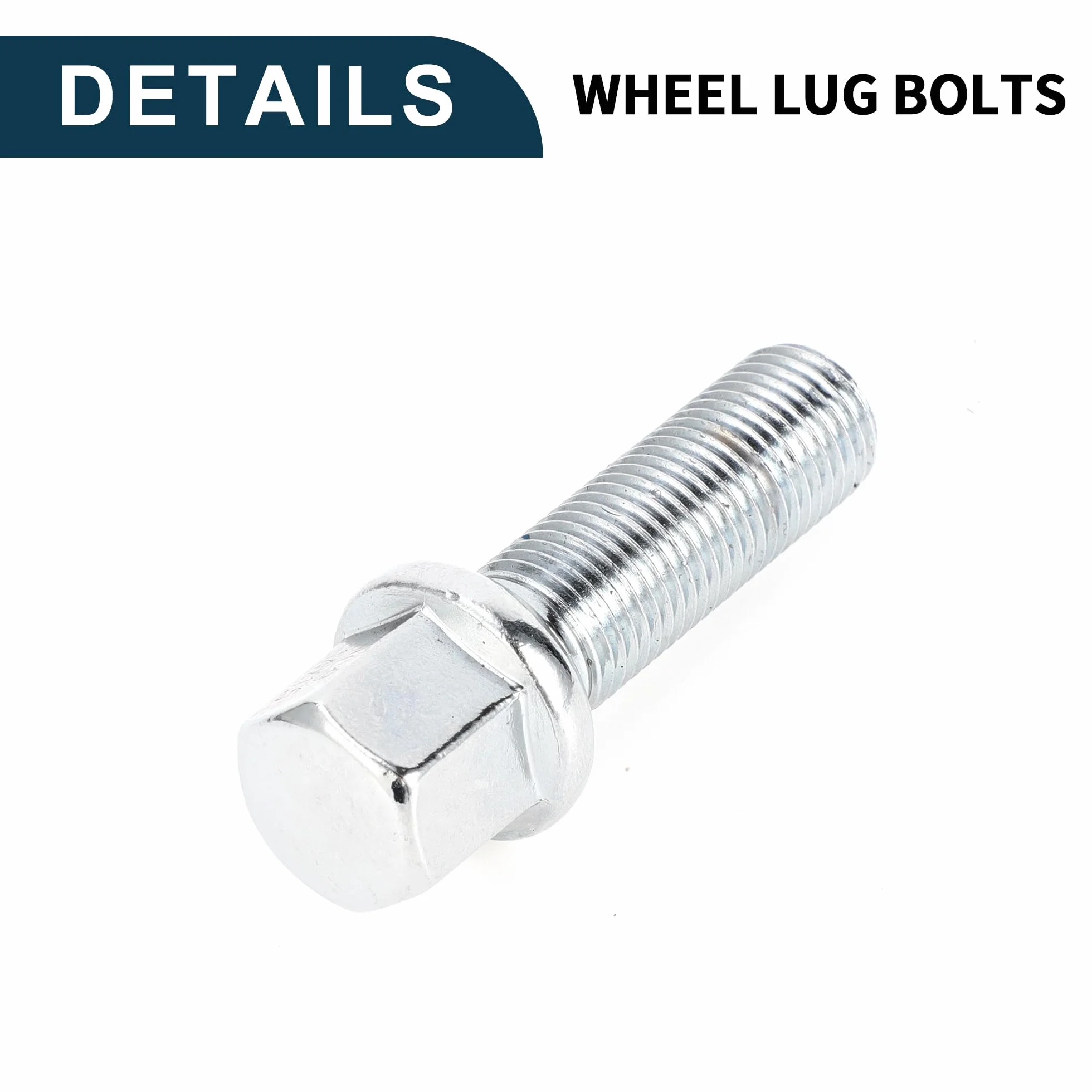 Bullone per Dado Ruota a Sfera M14x1.5mm per Volkswagen 19mm Esagono 40mm Lunghezza Asta Robusto | Bulloni Estesi Tono Argento 10 Pz