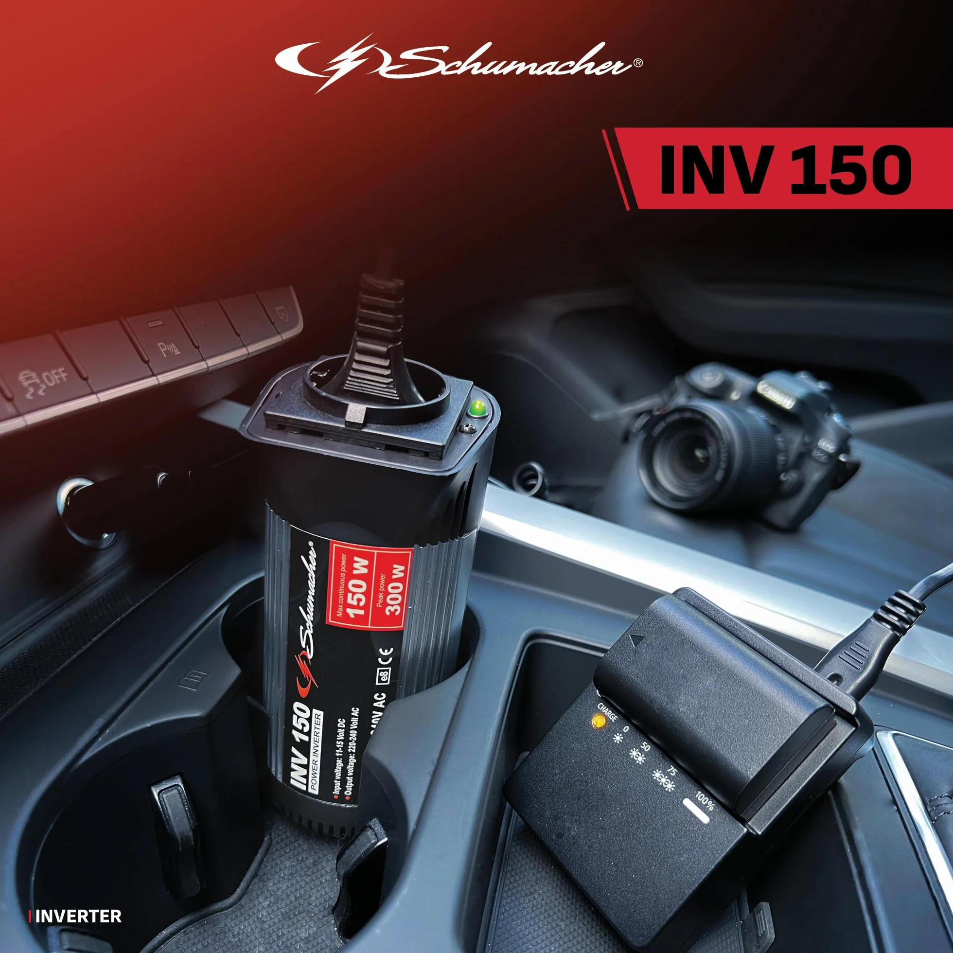 Schumacher Electric INV150 Inverter 12V 220V 300W con USB e Presa Accendisigari