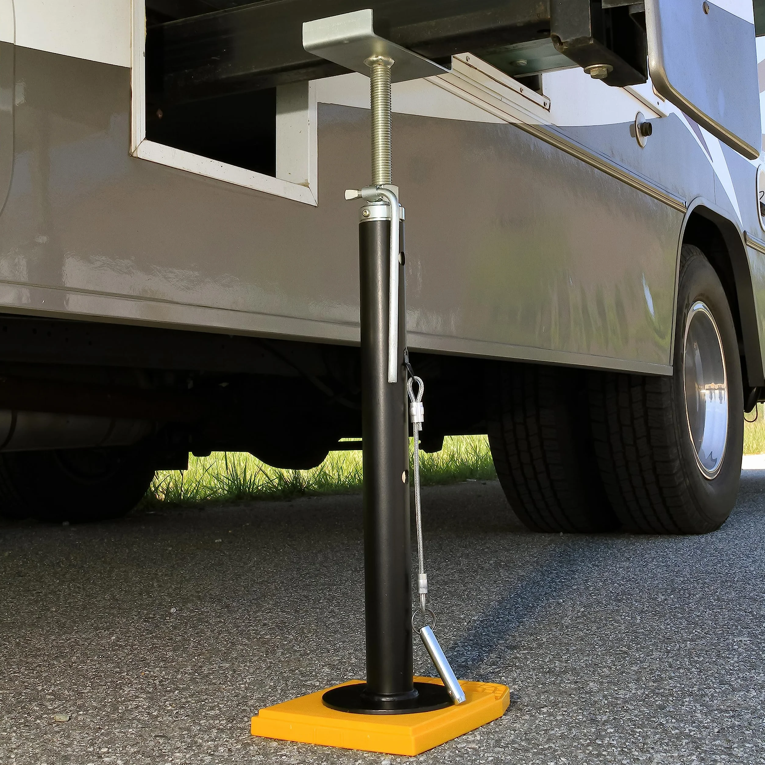 Camco Eaz-Lift - Supporti scorrevoli per camper, in acciaio resistente, altezza regolabile da 48,3 cm a 119,4 cm, con posizioni di blocco incrementali, supporta fino a 2,3 t ciascuno, set da 2 (48866)