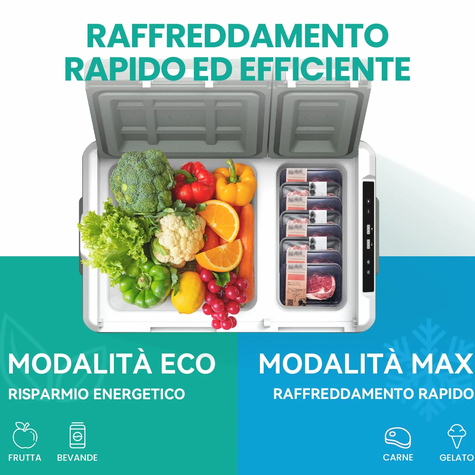 Alpicool KLS38 Frigo per Auto 31L con APP, 2026 Doppia Zona Frigorifero Portatile Elettrico 12/24V DC 100~240 V AC,Frigo Portatile per Camion Viaggio Picnic,-20℃-20 ℃,con Scomparto Ghiaccio,Verde