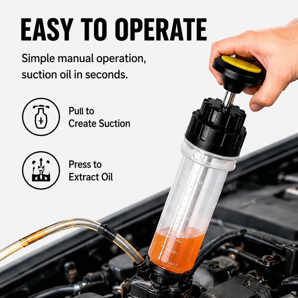Siringa Aspirazione Olio 500 ml Estrattore Olio Motore Pompa Manuale con Tubo di Prolunga