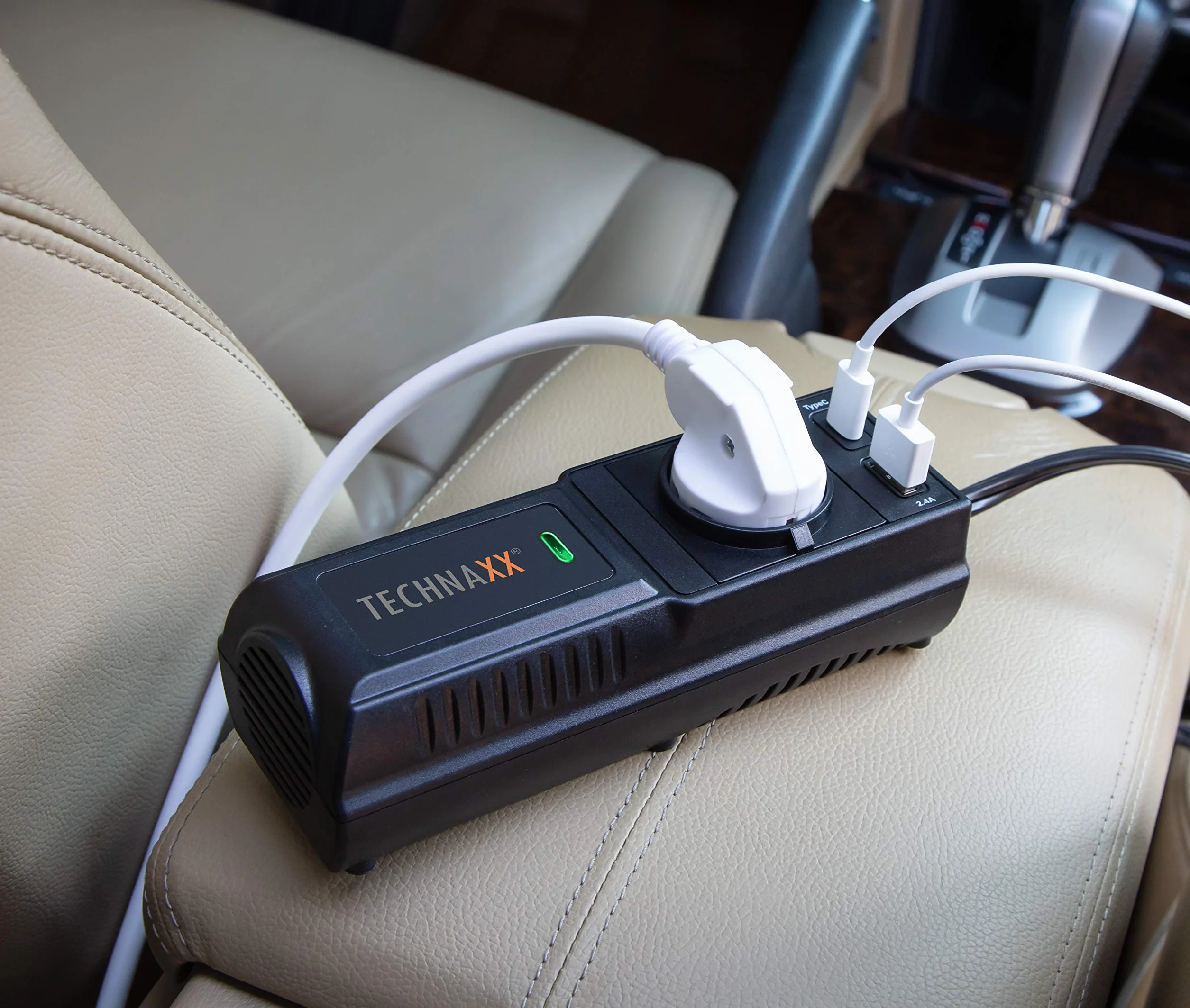 Technaxx Invertitore Potenza Auto 200W Convertitore Tensione 12V 230V USB Schuko TE21