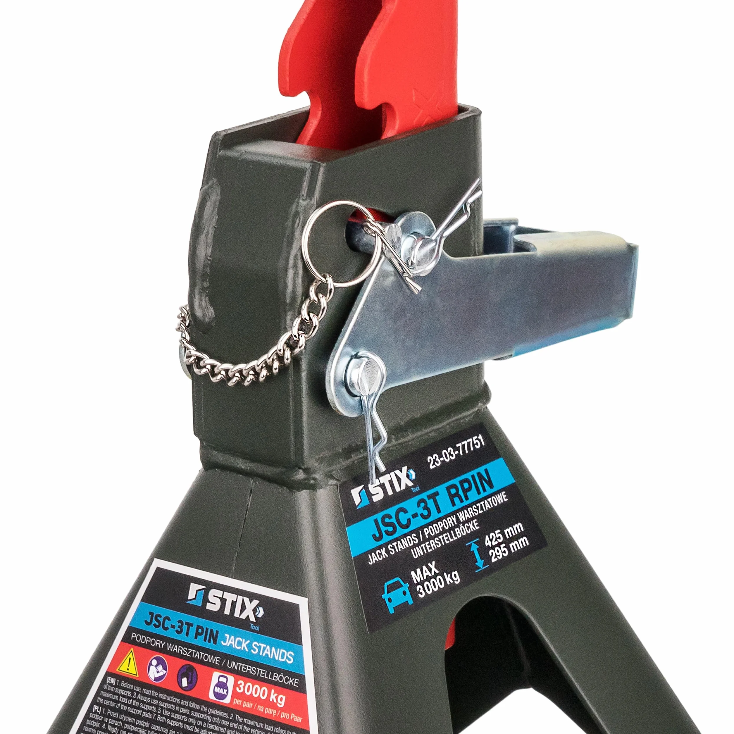 4 cavalletti di sostegno 3T con perno di sicurezza, altezza regolabile 275-430 mm, cuscinetto in gomma e doppio blocco per auto