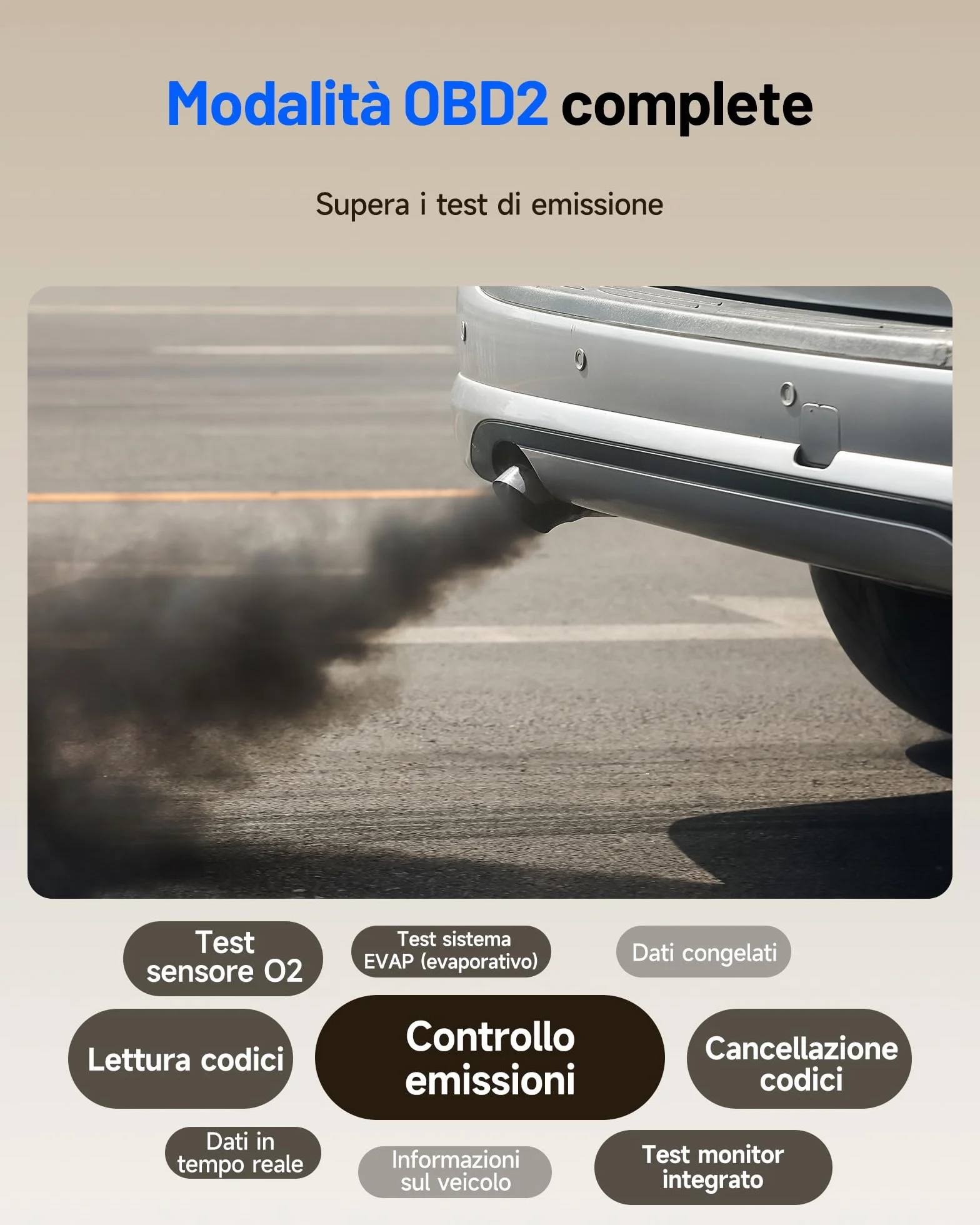 TOPDON AD500 OBD2 Diagnostica Auto Professionale 4 Sistemi Motore ABS SRS Cambio 6 Funzioni Reset