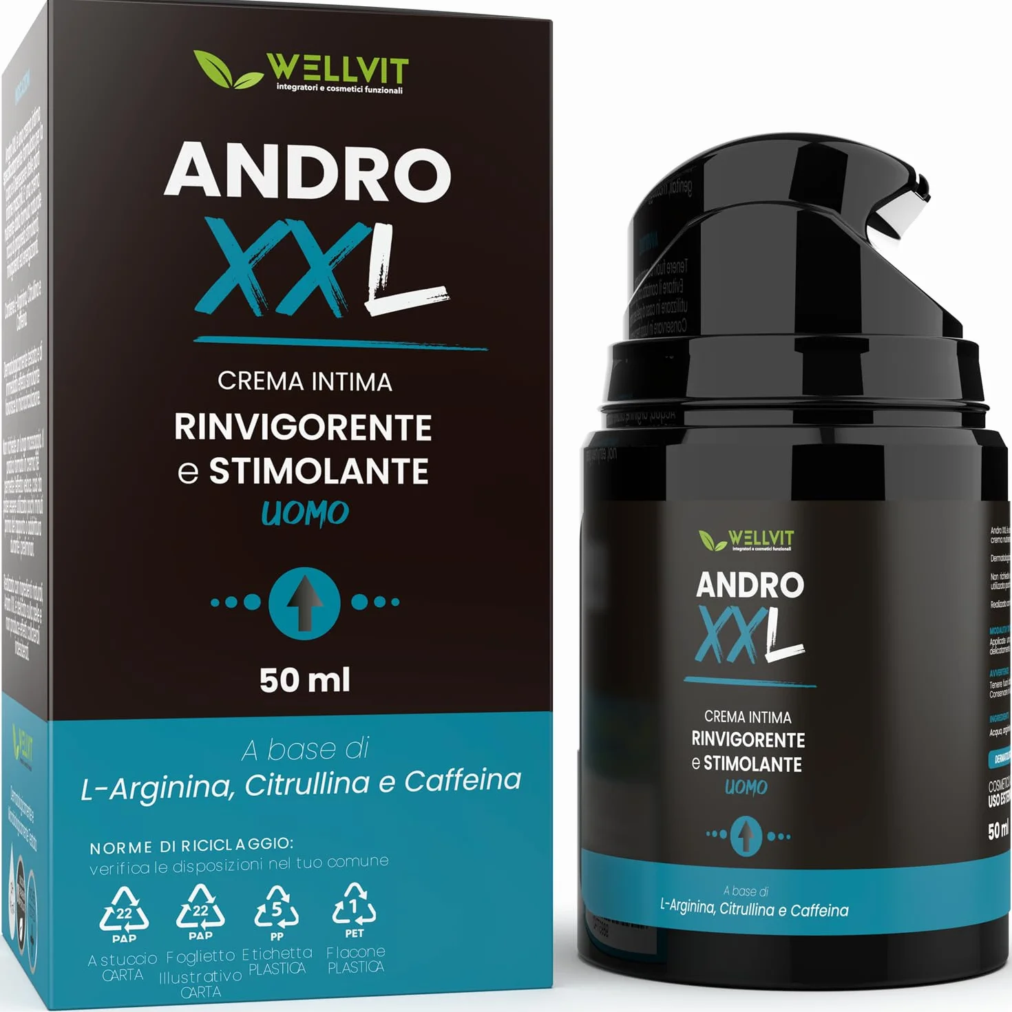 ANDRO XXL Crema Gel per Erezione Pene Forte e Duratura, Gel Ritardante Uomo con Arginina Citrullina e Caffeina, 50ml