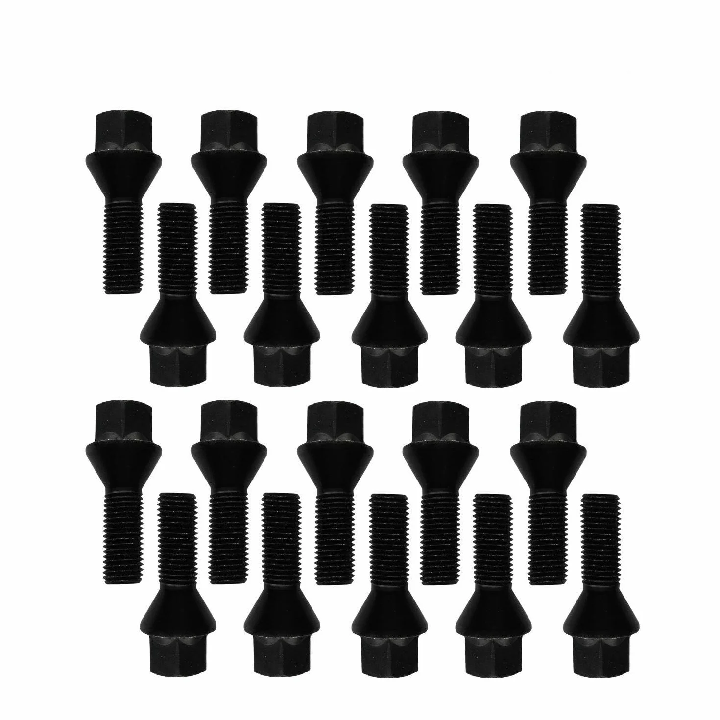 Bulloni per ruota M14 x 1,25 30 mm con testa conica nero