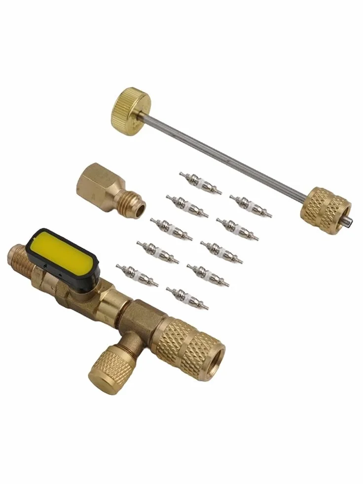 Kit di montaggio con doppio adattatore SAE 1/4 e 5/16 pollici per condizionatori d'aria HVAC R12 R22 R404 R407 R410 R32