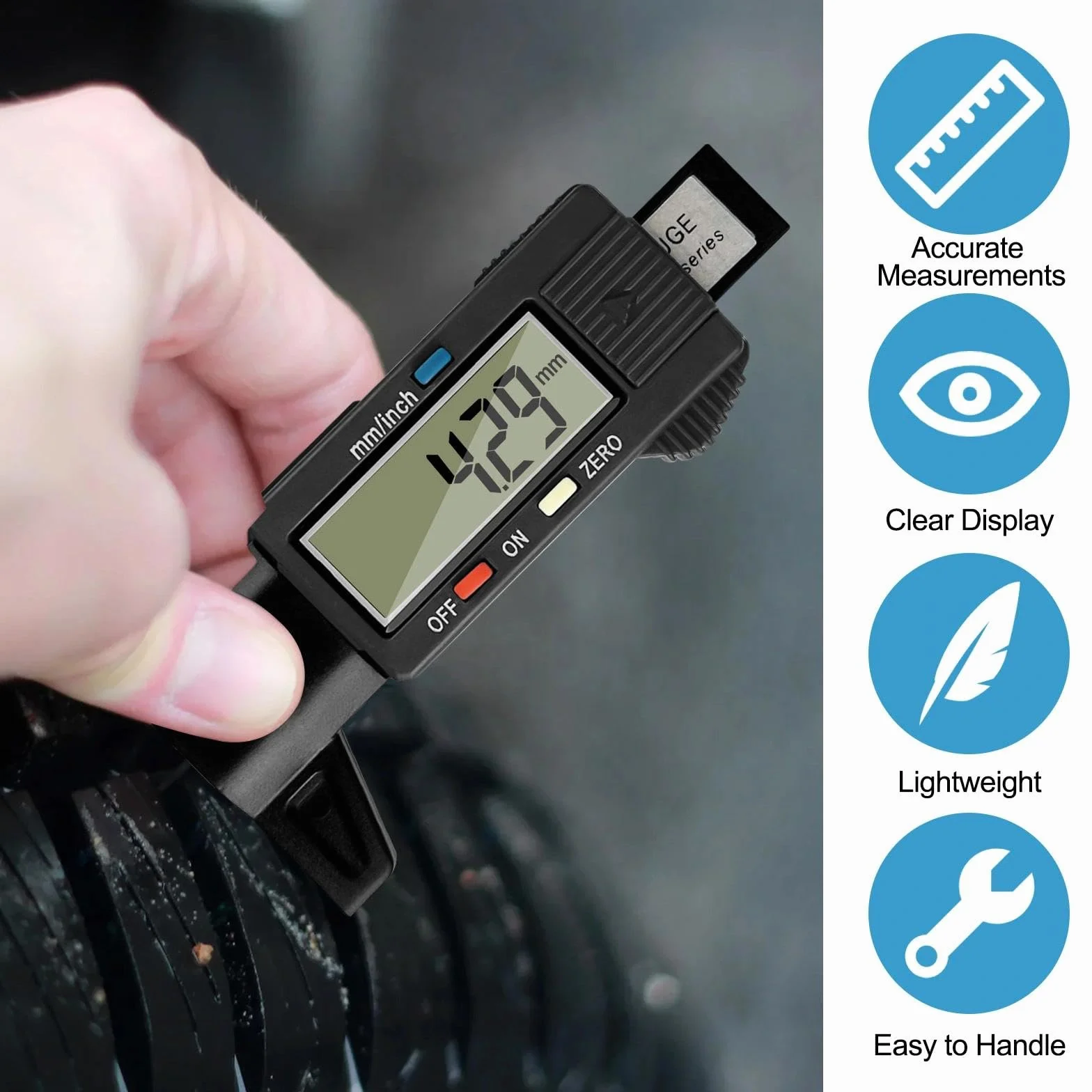 Gvolatee 2 pezzi Misuratore Battistrada Pneumatici Digitale con LCD Display, Profondimetro per Auto, Furgoni, Camion e Moto