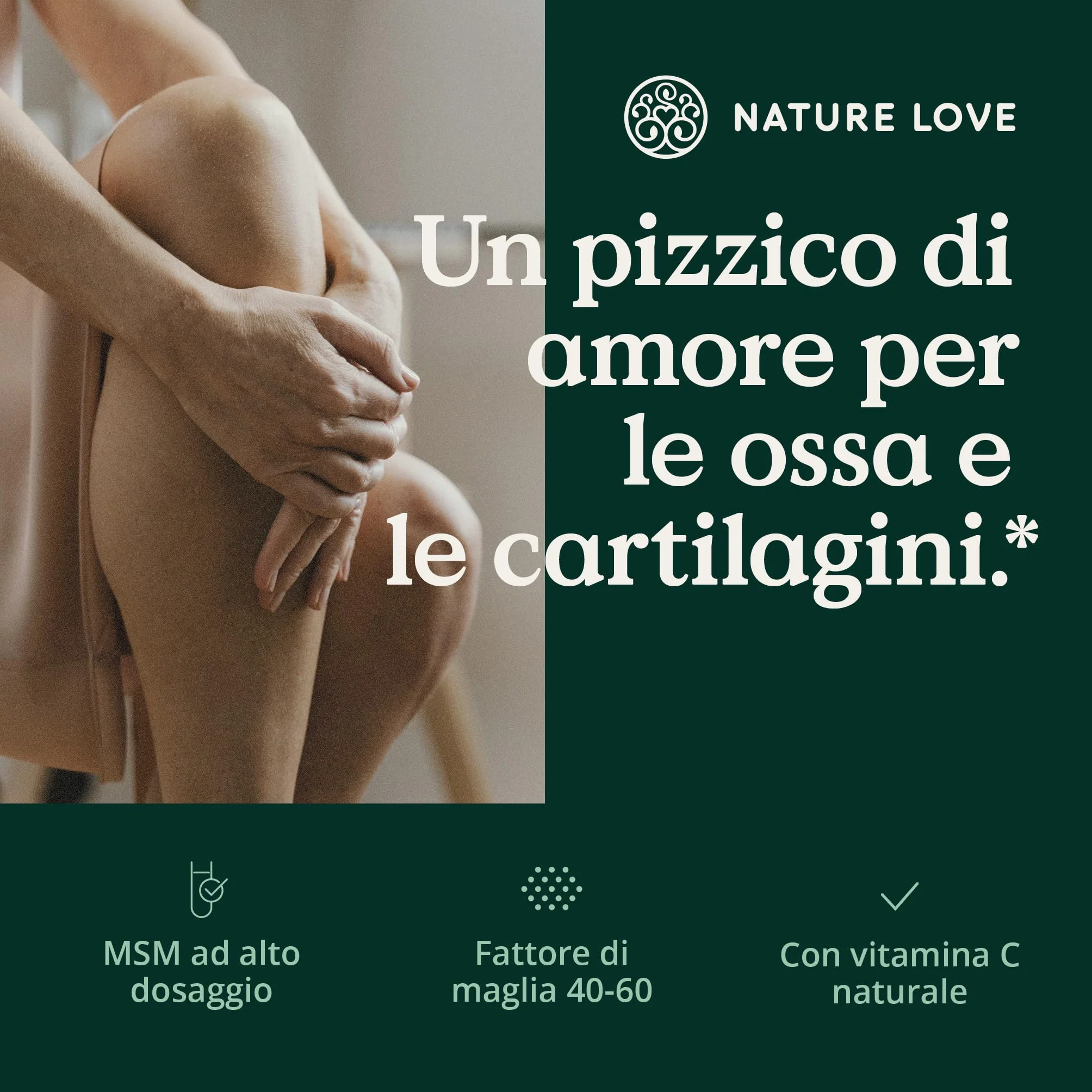NATURE LOVE® MSM 2000 mg con vitamina C - 365 compresse - Integratore vegano ad alto dosaggio