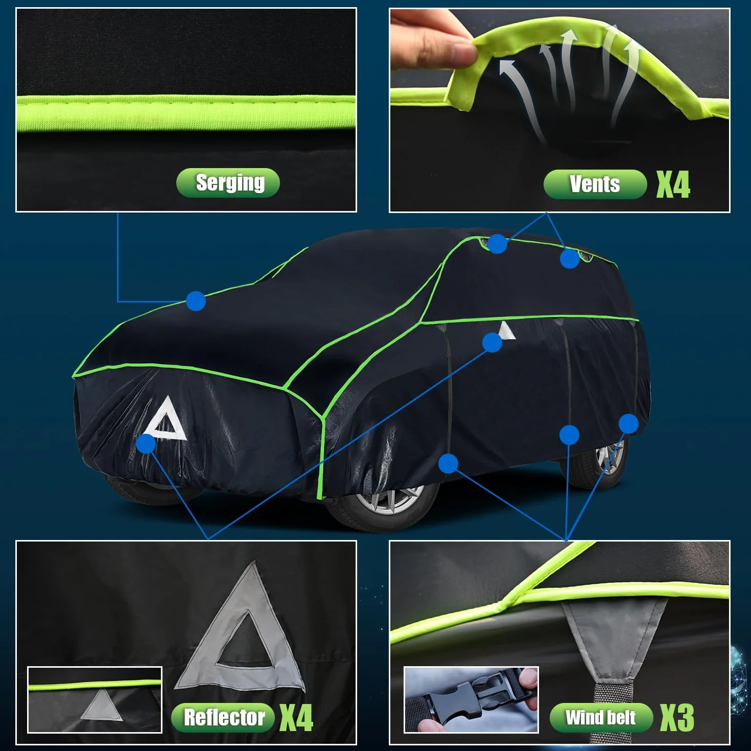 Copertura Antigrandine per SUV Cowtcver, Garage Anti-grandine per Auto da Esterno con Parasole Separato, Telo Copriauto per Protezione da Grandine, Sole e Pioggia (4x4/Wagon: Fino a 460cm)