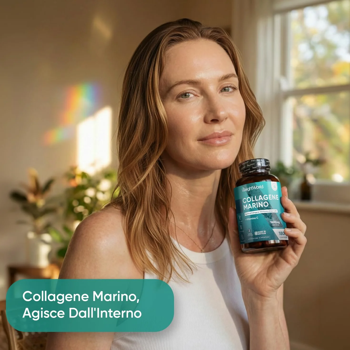 Collagene Marino 1800mg con Vitamina C Peptidi Idrolizzato Tipo I e III 180 Compresse