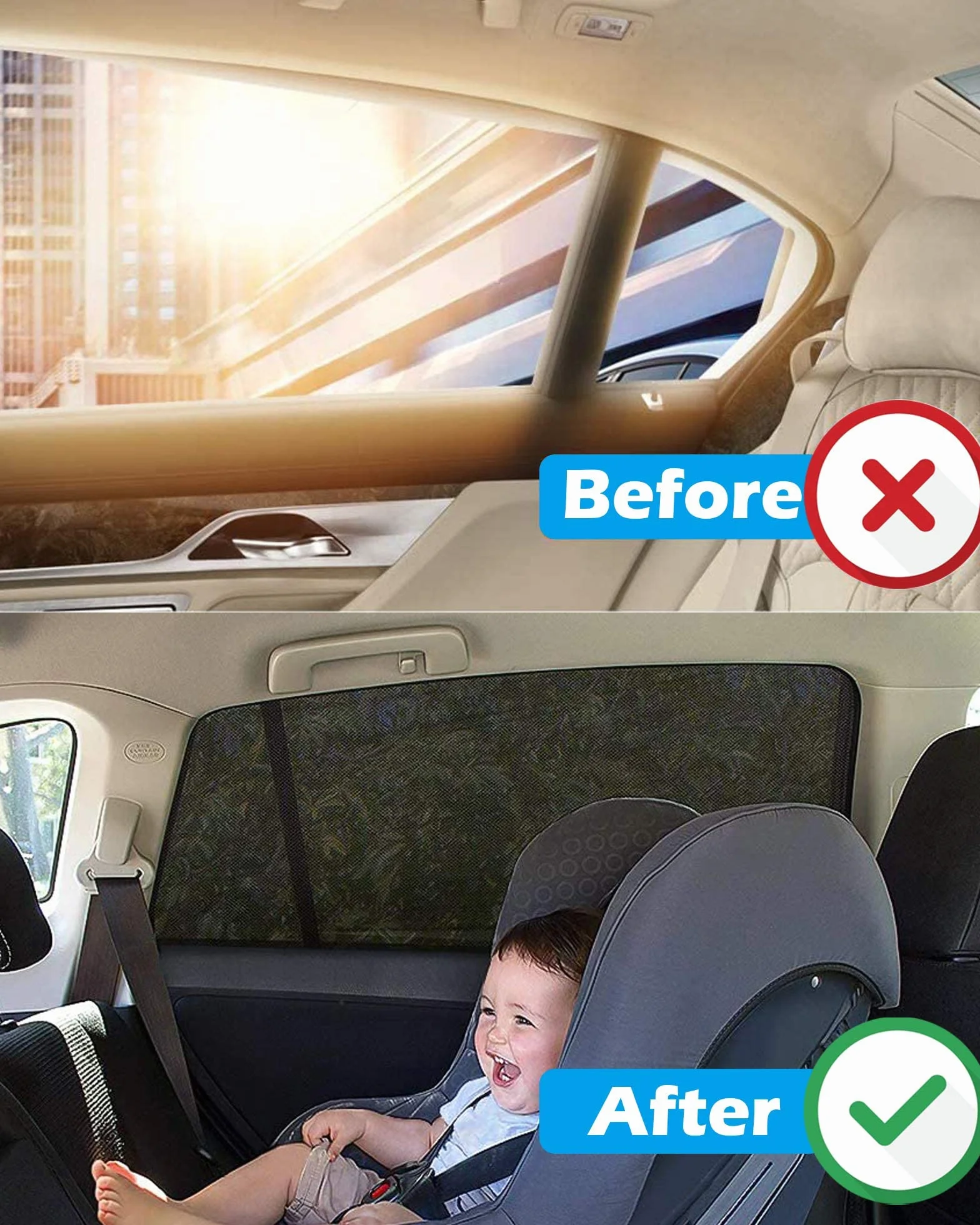 Tevlaphee Tendine Parasole Auto Bambini,Parasole Auto Bambini Accessori Auto Block Raggi UV Anti-Zanzara Protegge Bambini e Animali Domestici Universali Parasole Auto Finestrini Laterali (L)