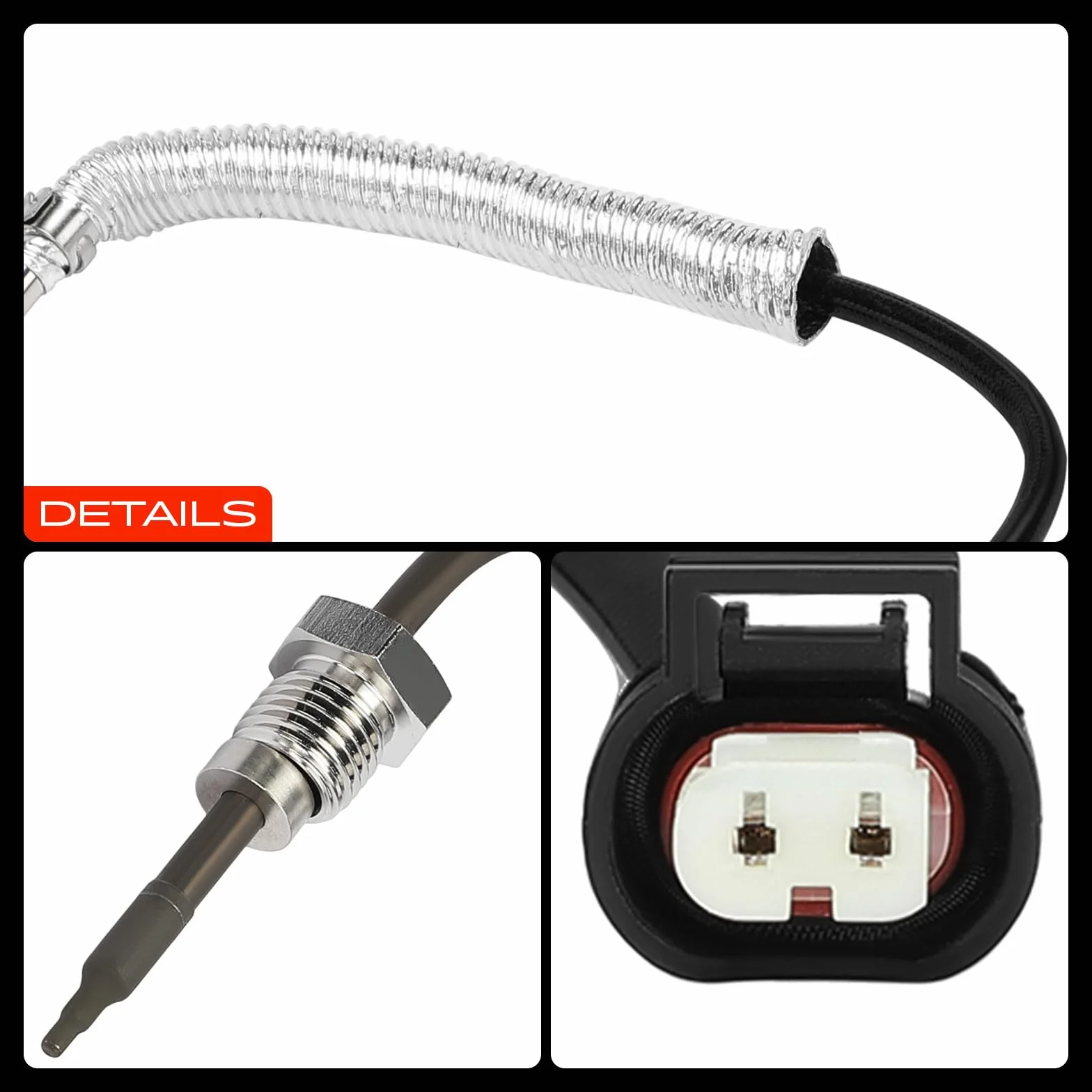 Frankberg Sensore temperatura gas di scarico Sensore gas di scarico 2-Poli Compatibile con B-Class W242 W246 Fortwo Coupé 451 CLA Shooting Brake X117 GLClasse A X156 Classe A W176 Replace# 0009051532