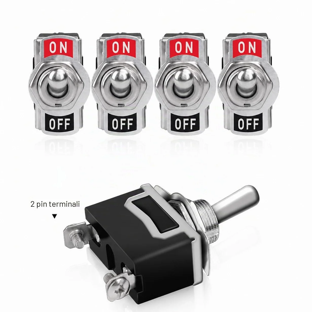 Gebildet 8pezzi SPST Interruttore a Levetta con Cappuccio Impermeabile, 10A/12VDC, 6A/24VDC, ON-OFF in Metallo 2Terminali Pin 2Posizioni, Usato per Auto Camion Barca (Nero)