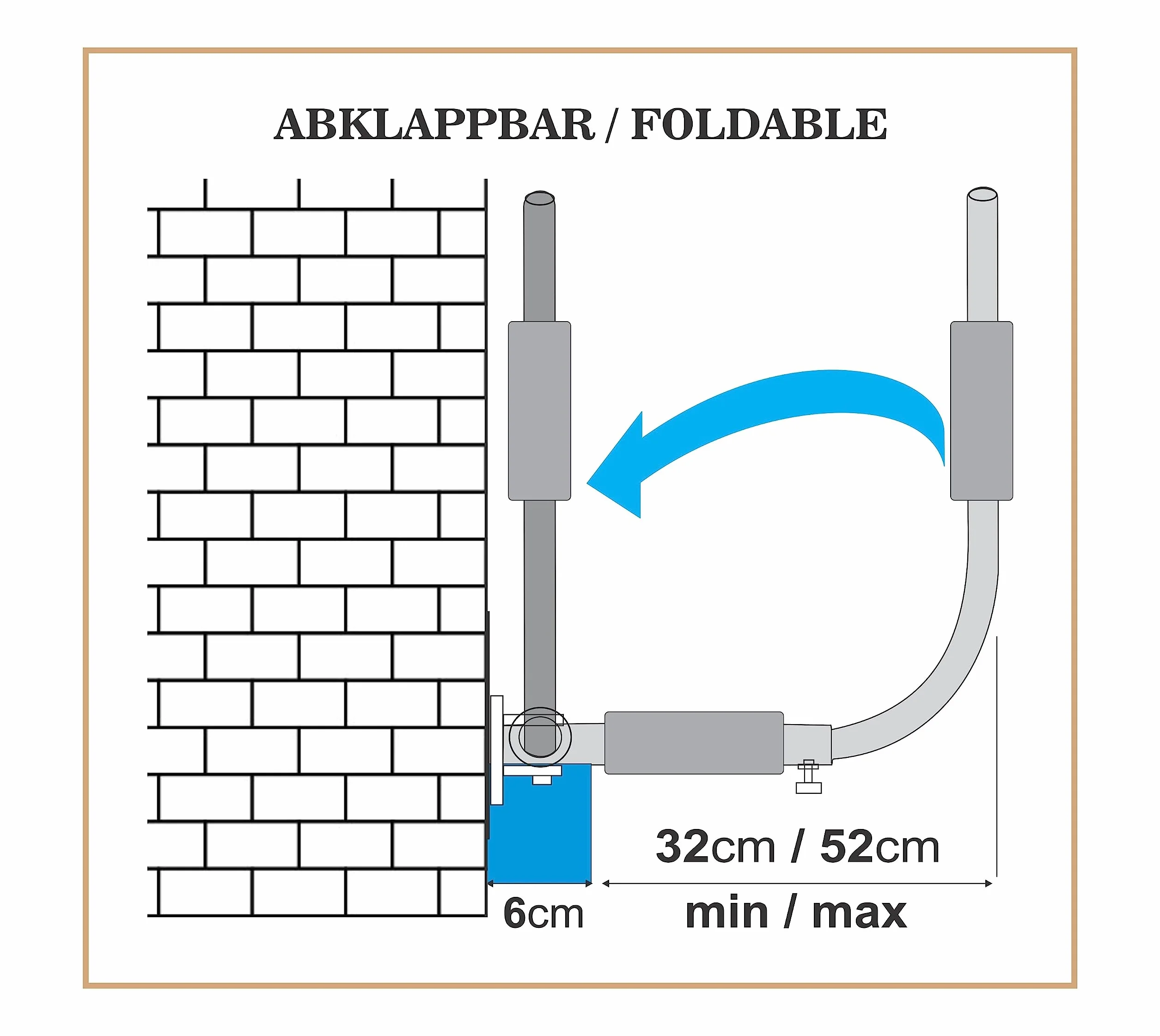 Supporto da parete per box da tetto [Fino a 52 cm di altezza, 40kg capacità di carico, Distanza regolabile in continuo, Inclusi tasselli/Viti per il montaggio]