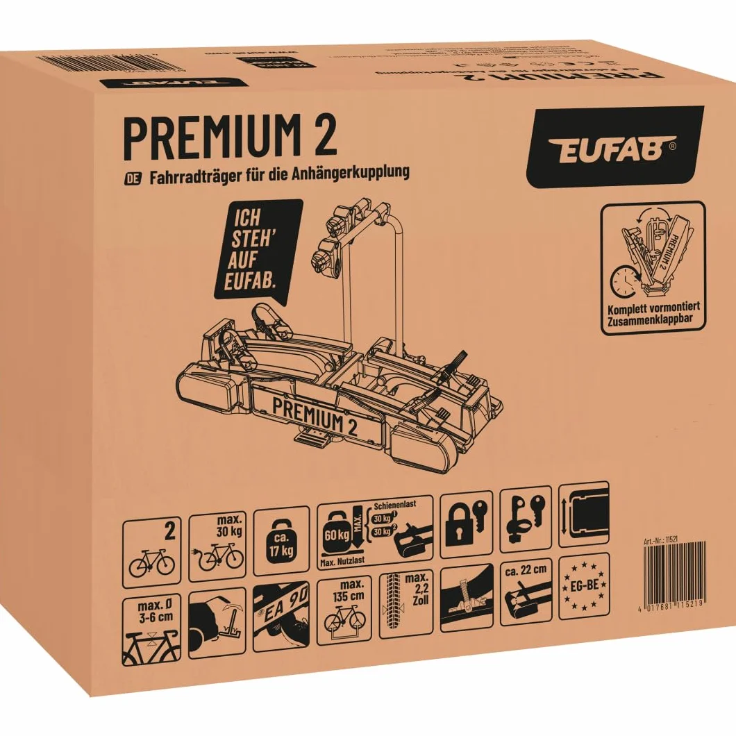 EUFAB 11521 Premium II - Portabici per portellone Baule