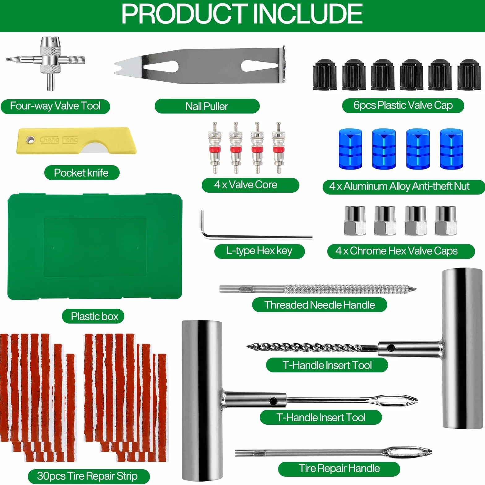 Kit Riparazione Pneumatici Auto 58 PCS, Portatile Ripara Gomme Moto per Auto, Moto, ATV, SUV