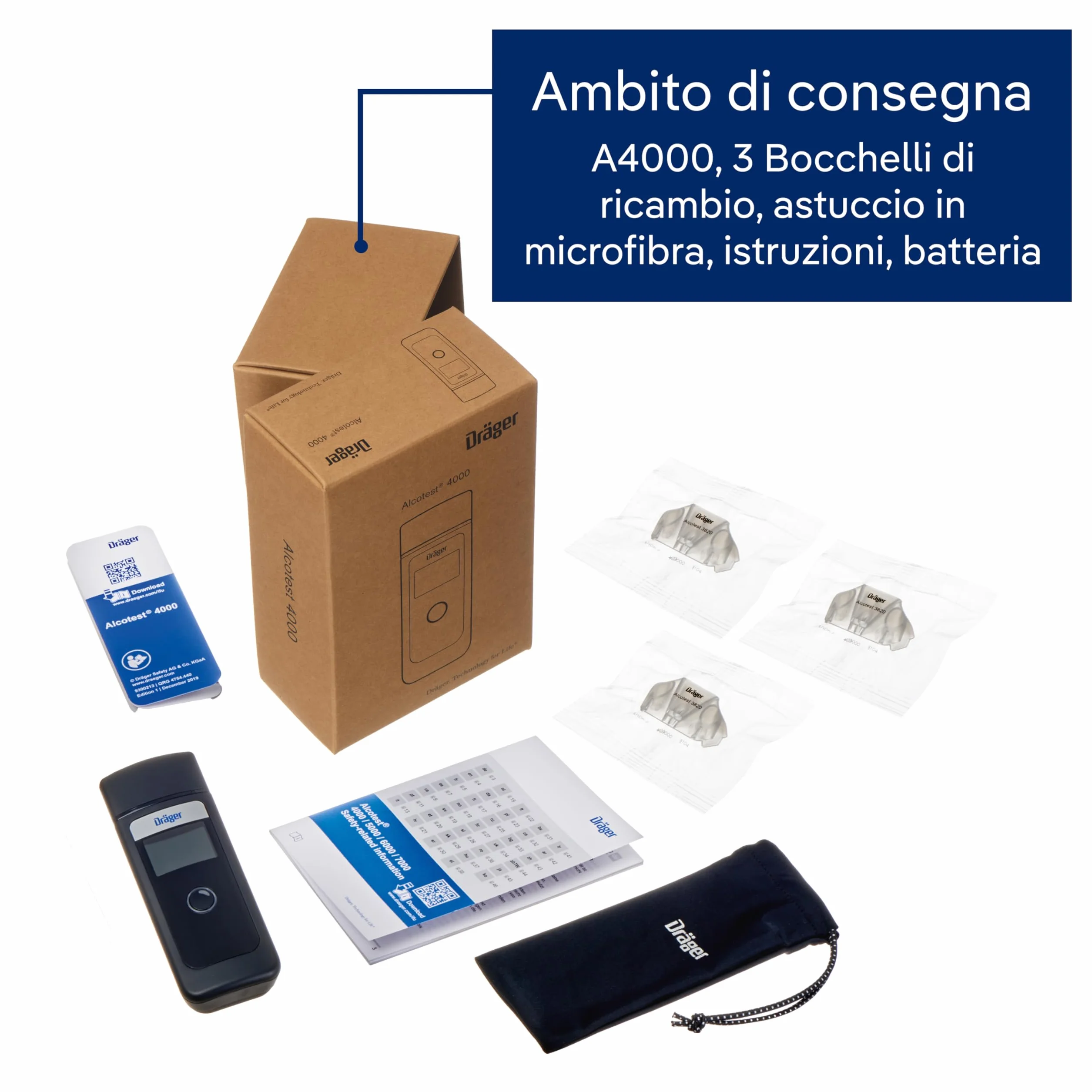 Dräger Alcotest 4000 Etilometro Portatile Certificato Schermo LED Alcol Test Professionale Tascabile