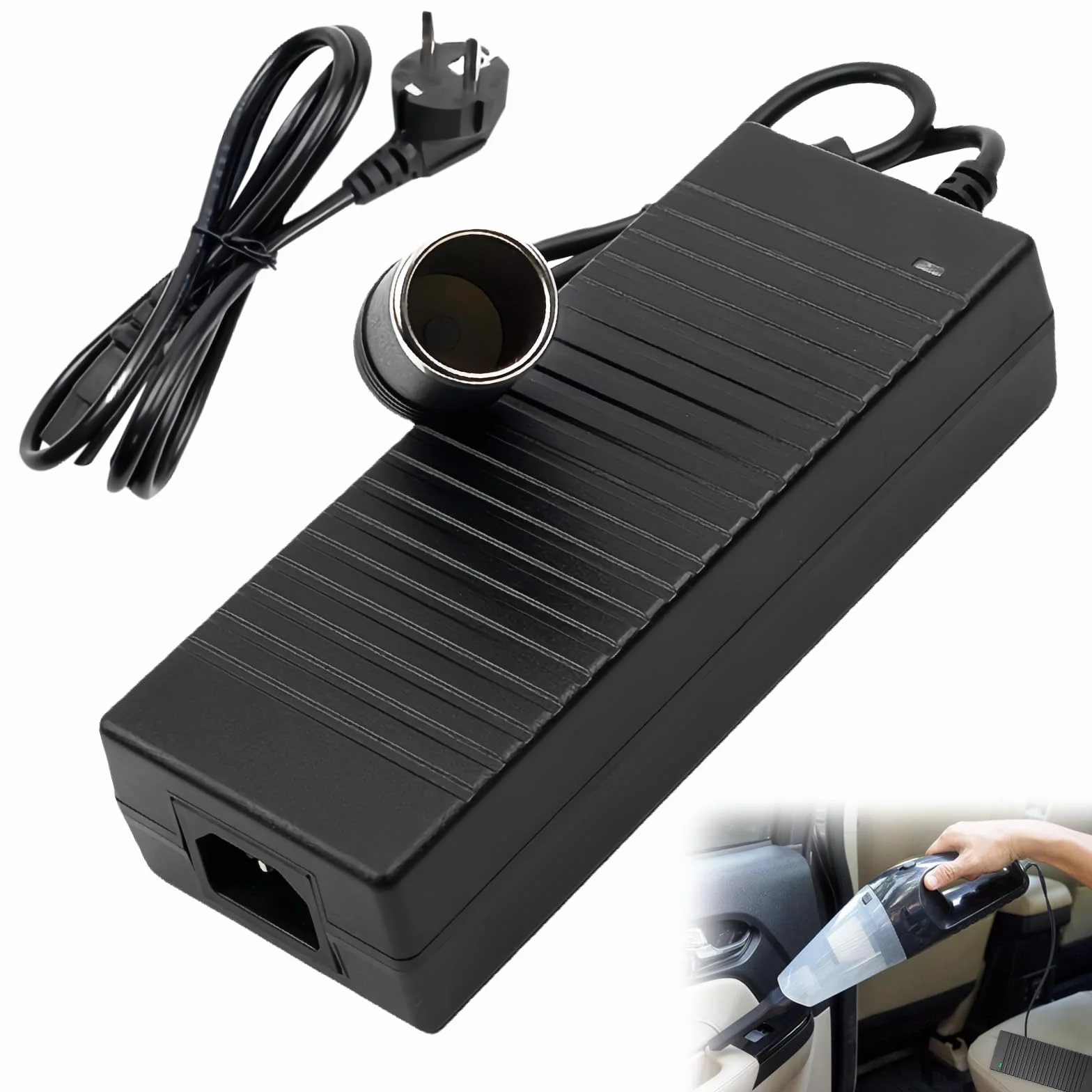 Adattatore di alimentazione per auto 15A Nero: Trasformatore 220V a 12V, inverter con presa accendisigari