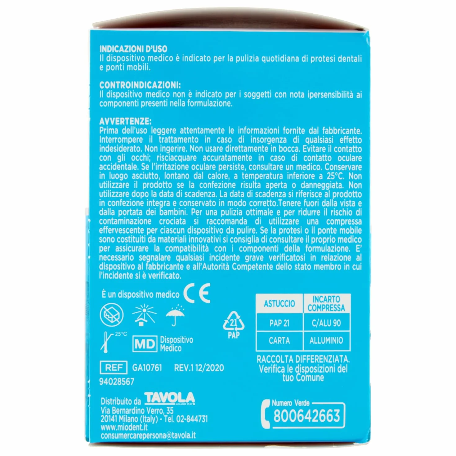 MIODENT Compresse Effervescenti per Protesi Dentali 56 compresse Igiene Rimozione Residui