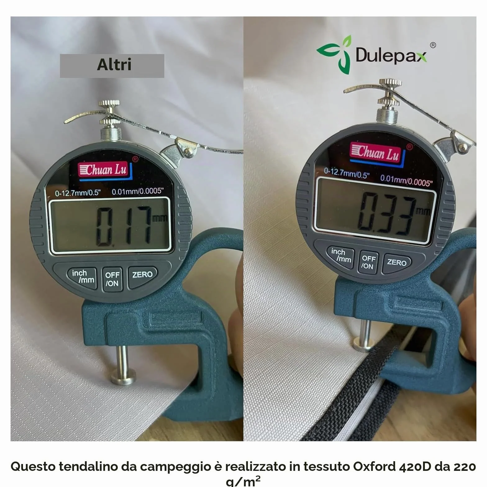 Dulepax tenda da sole per roulotte 3,5 m x 2,45 m impermeabile 3000 mm UV resistente