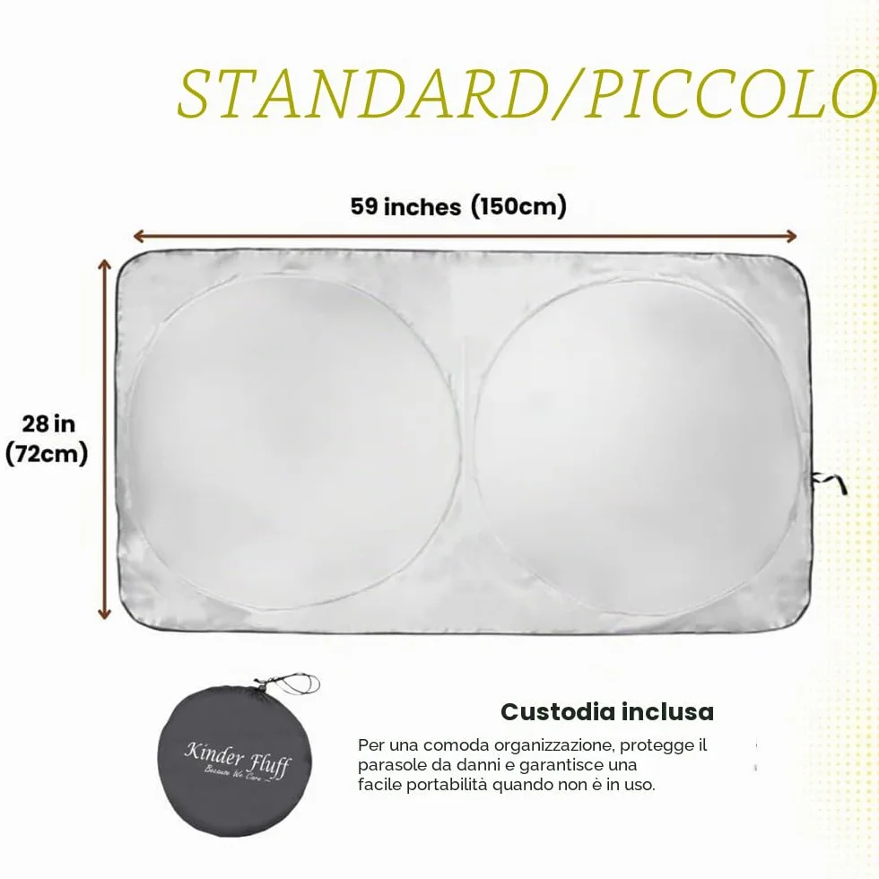 Kinder Fluff Parabrezza Parasole Riflettente Pieghevole Copertura 150x72cm 99% UV Schermo Auto