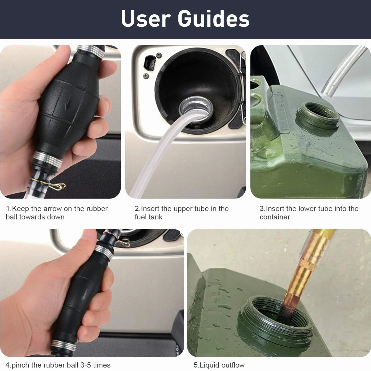 Pompa a sifone per benzina, gas, olio, carburante, benzina, diesel, liquido, acqua, acquario, pompa a gas sifone, pompa per sifone carburante con 2 tubi per sifone in PVC durevoli con (syphon pump 001
