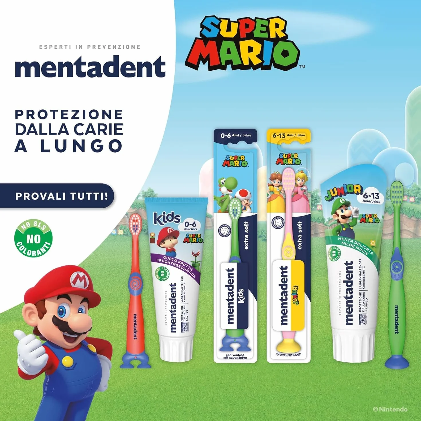 Mentadent Dentifricio Kids 0-6 Anni Protezione Carie 97% Origine Naturale