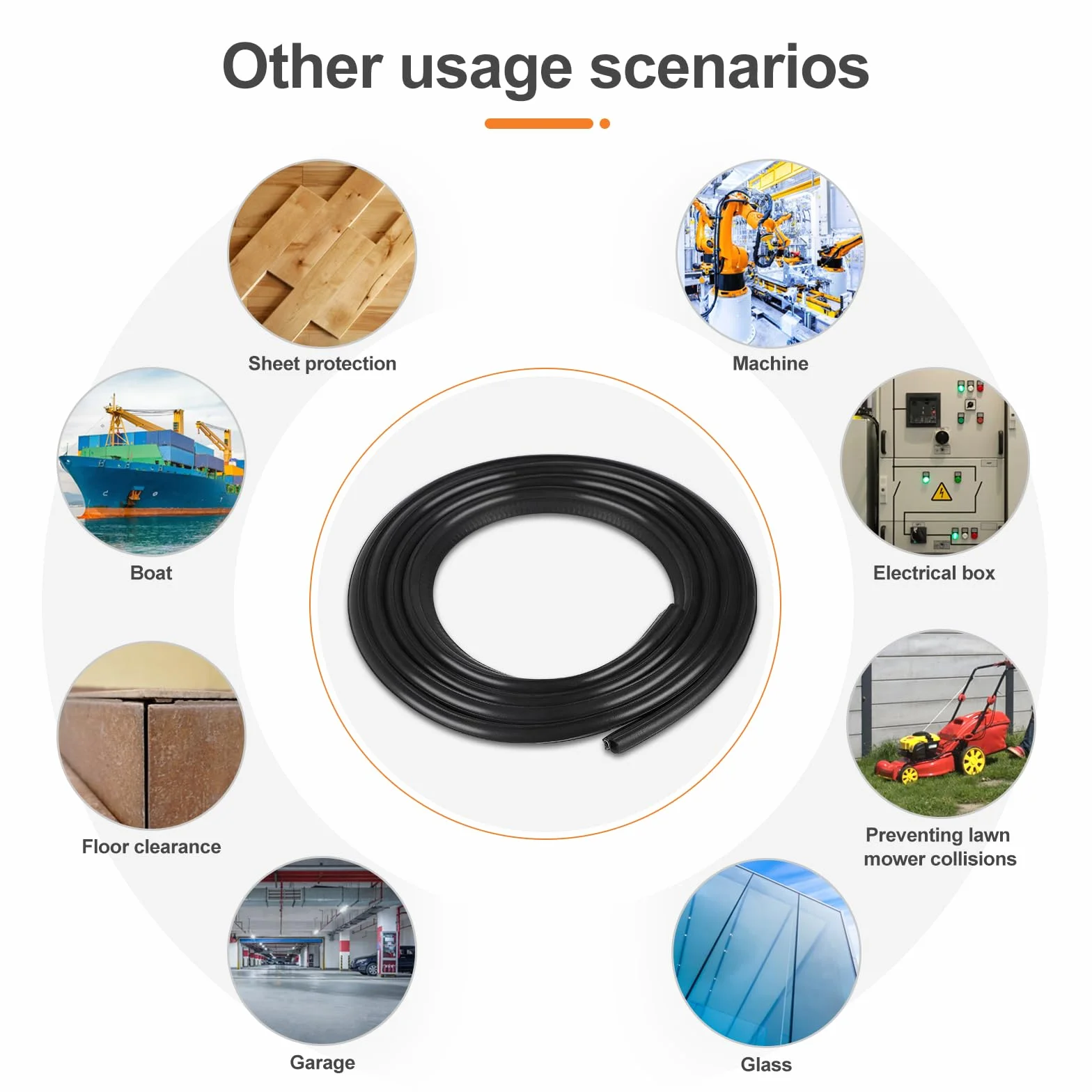 EFUTURETIME Guarnizione in Gomma per Porta Auto, 10m, Guarnizione Universale per Bagagliaio Auto in EPDM Senza Adesivo per Roulotte, Camion, Garage, Macchina, Nera, Superiore